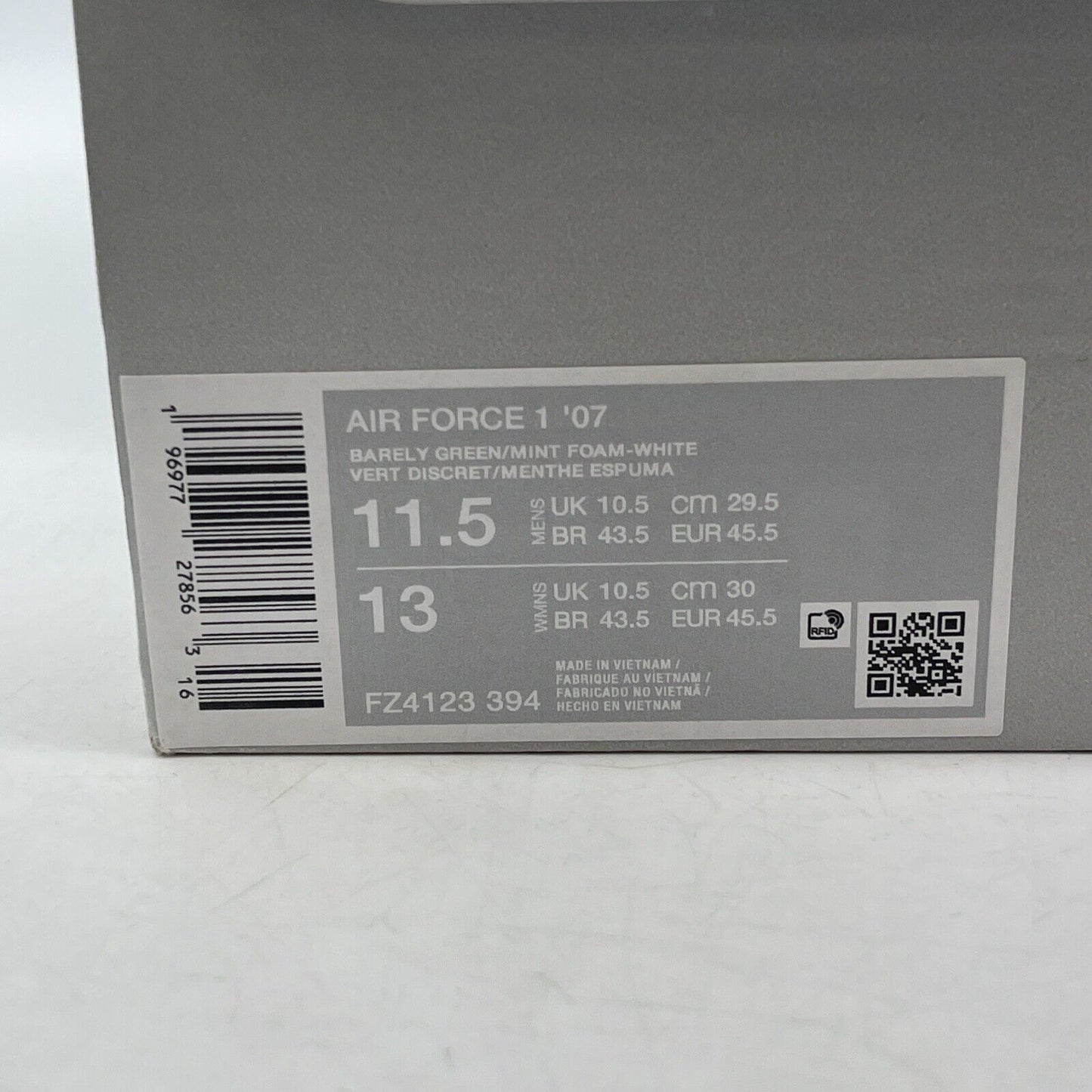 Size 11.5 - Nike Air Force 1 Low Mint Foam Mint green White Leather (FZ4123-394)