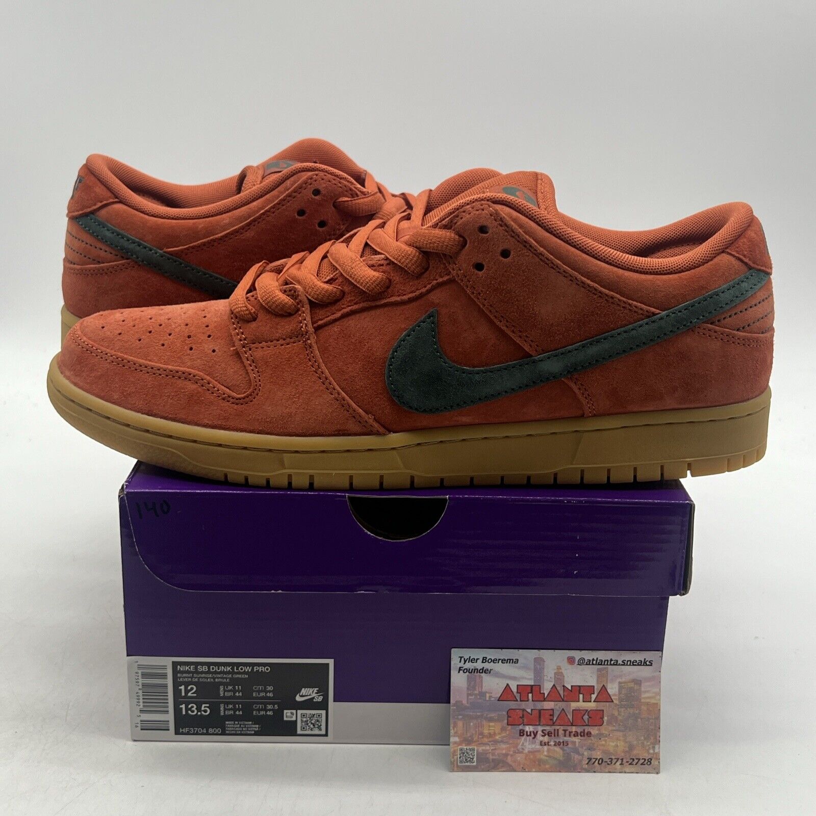 Size 12 - Nike Dunk SB Low Burnt Sunrise Gum Suede Black (HF3704-800)