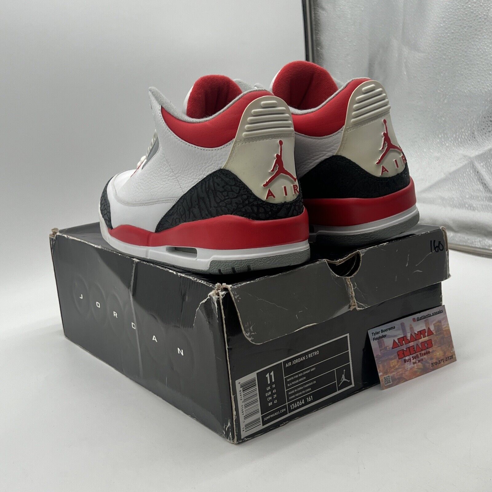 Size 11 - Air Jordan 3 Retro 2007 Fire Red White Grey Leather (136064-161)