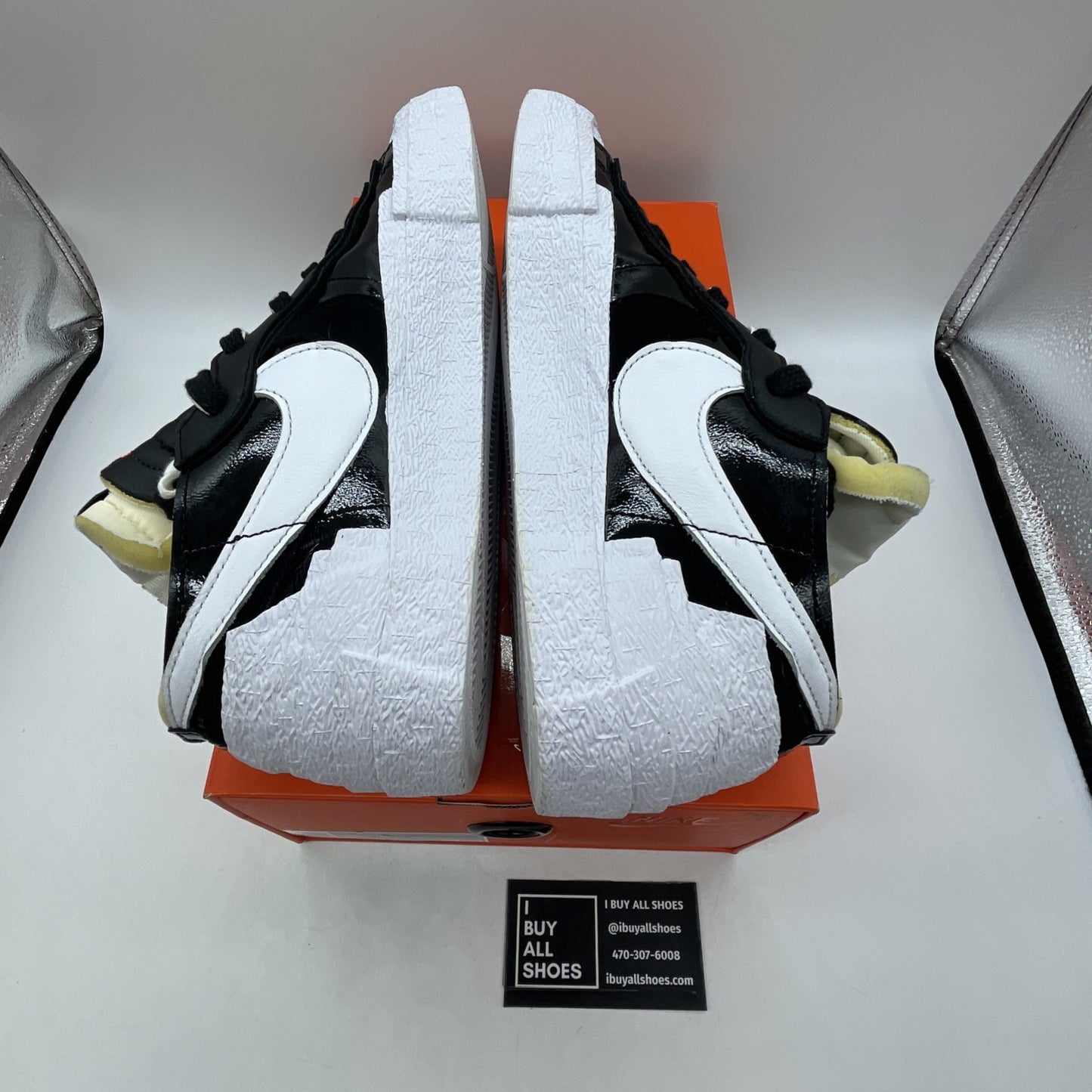Size 9.5 - Nike sacai x Blazer Low Black Patent (DM6443-001)