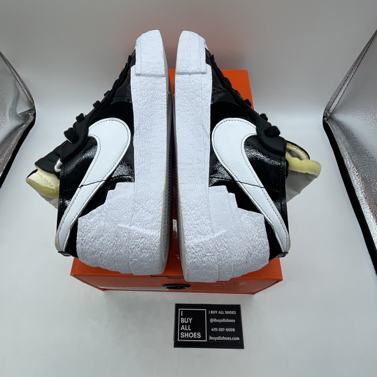 Size 9.5 - Nike sacai x Blazer Low Black Patent (DM6443-001)