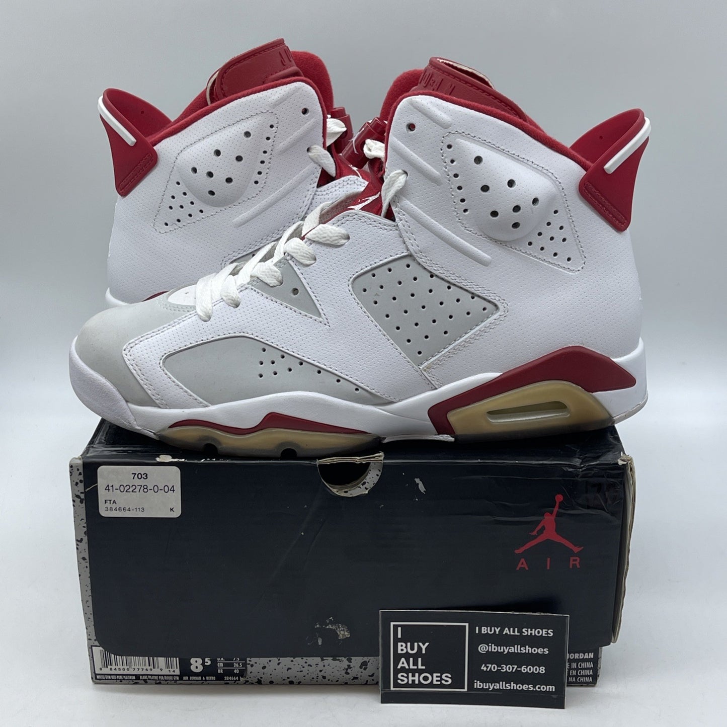 Size 8.5 - Air Jordan 6 Retro Alternate White Grey Suede Leather (384664-113)