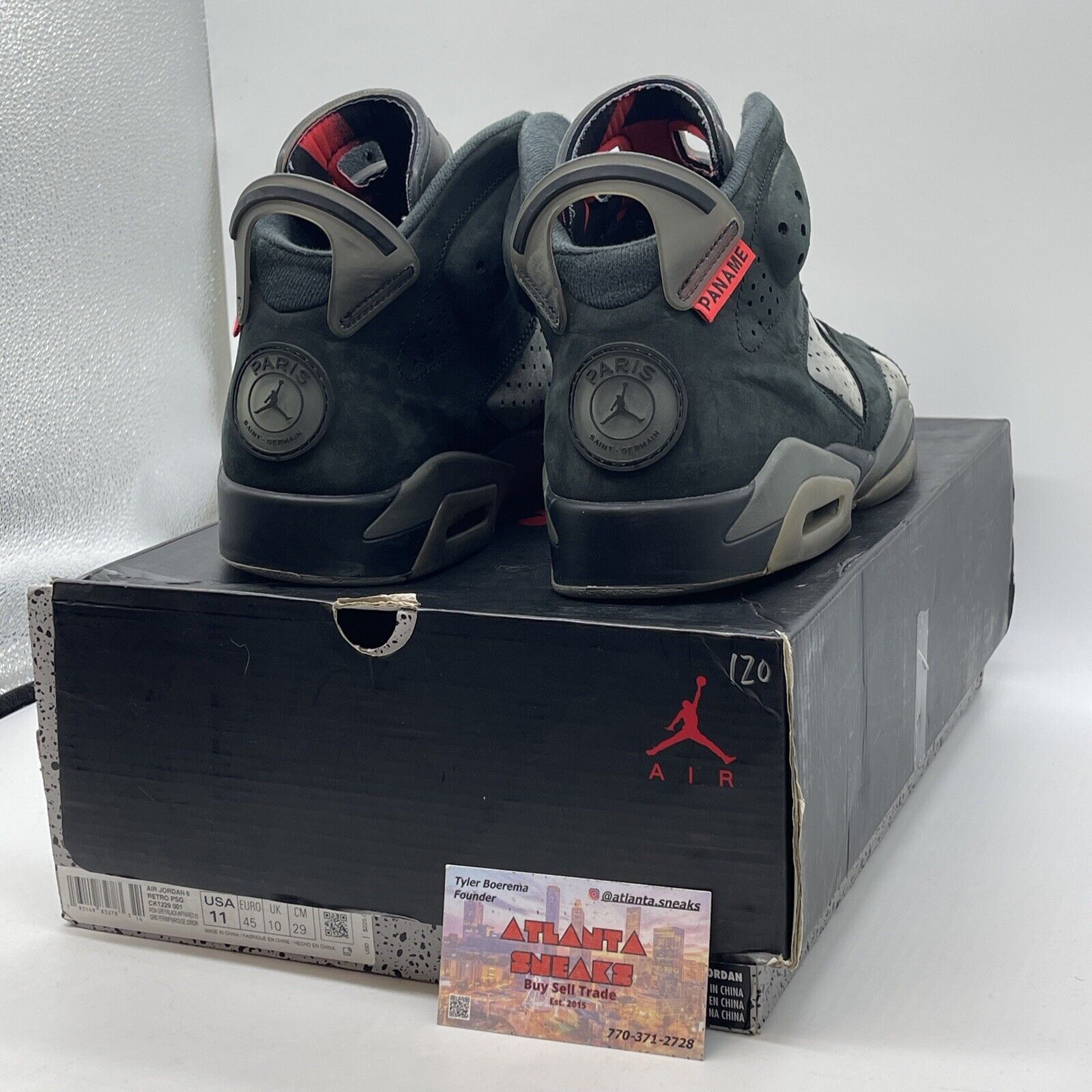 Size 11 - Paris Saint-Germain x Air Jordan 6 Retro Iron Grey Black  (CK1229-001)