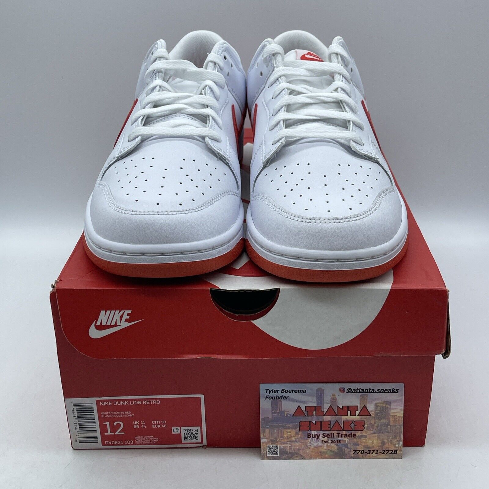 Size 12 - Nike Dunk Low Picante Red White Leather (DV0831-103)