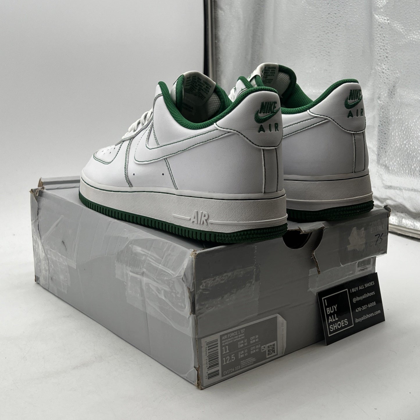 Size 11 - Nike Air Force 1 '07 Contrast Stitch - White Pine Green (CV1724-103)