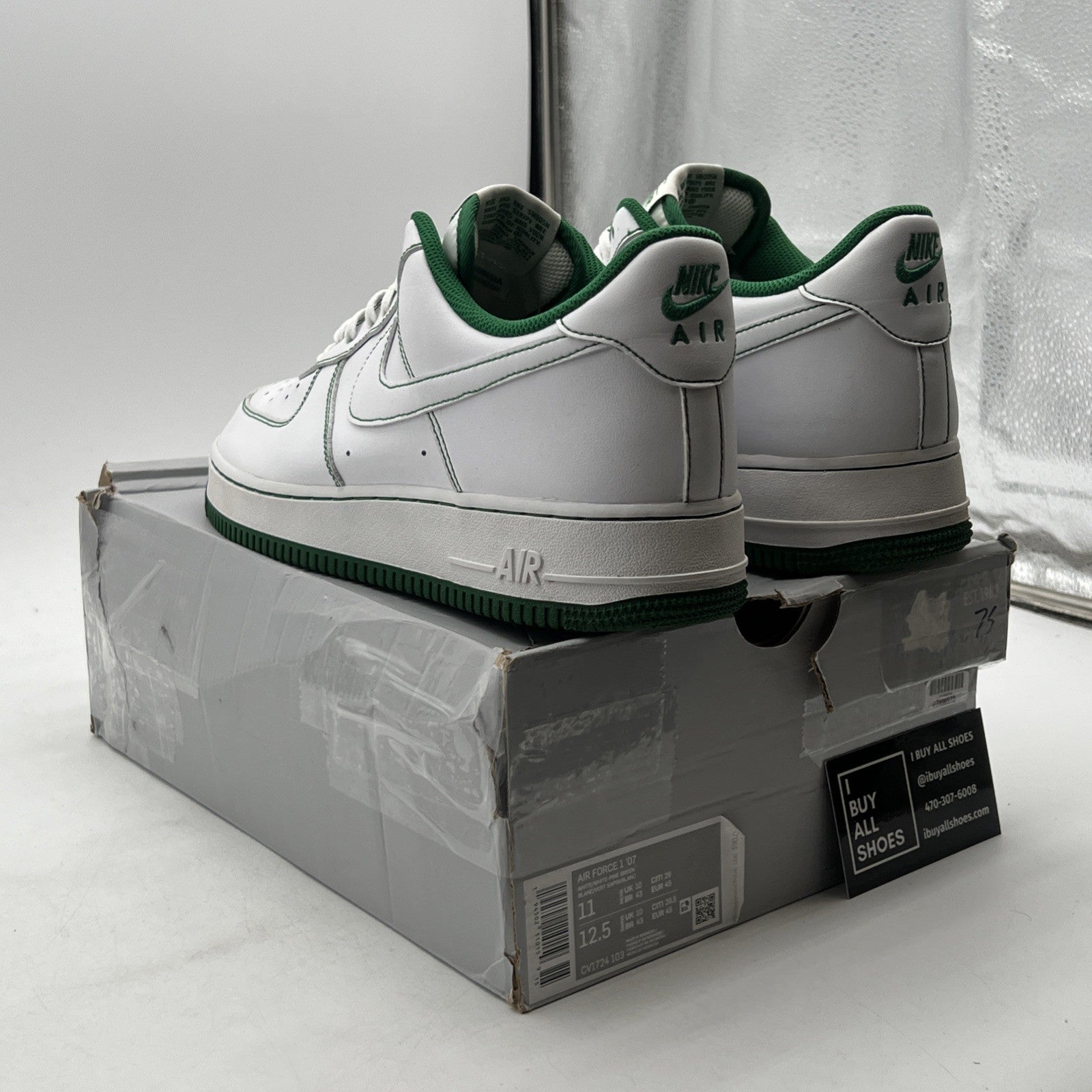 Size 11 - Nike Air Force 1 '07 Contrast Stitch - White Pine Green (CV1724-103)