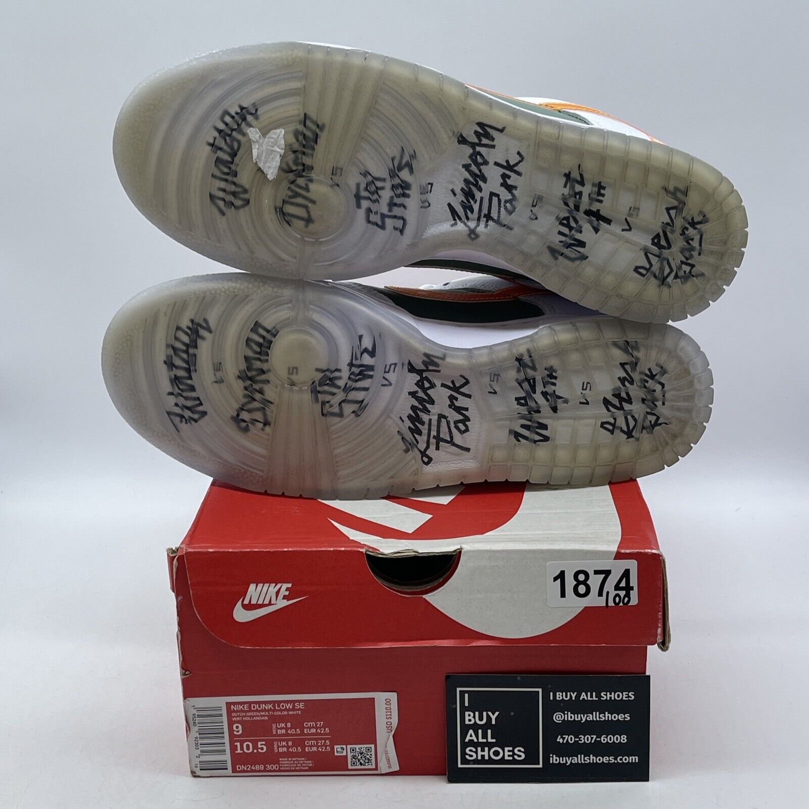 Size 9 - Nike Dunk Low NY vs. NY Green White Orange Leather Suede (DN2489-300)