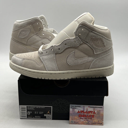 Size 8.5 - Air Jordan 1 SE Craft Mid Pale Ivory Suede (FQ3224-100)