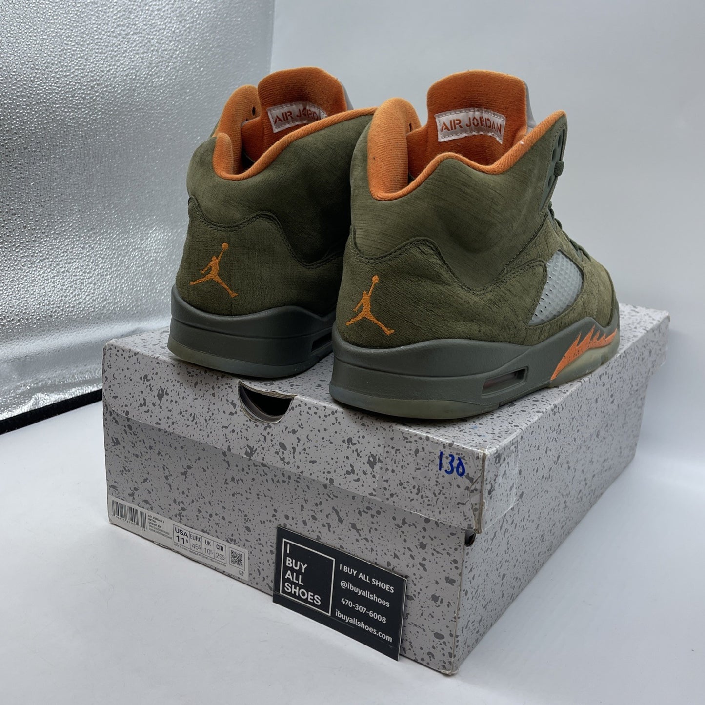 Size 11.5 - Air Jordan 5 Retro 2024 Olive Green Orange Suede (DD0587-308)