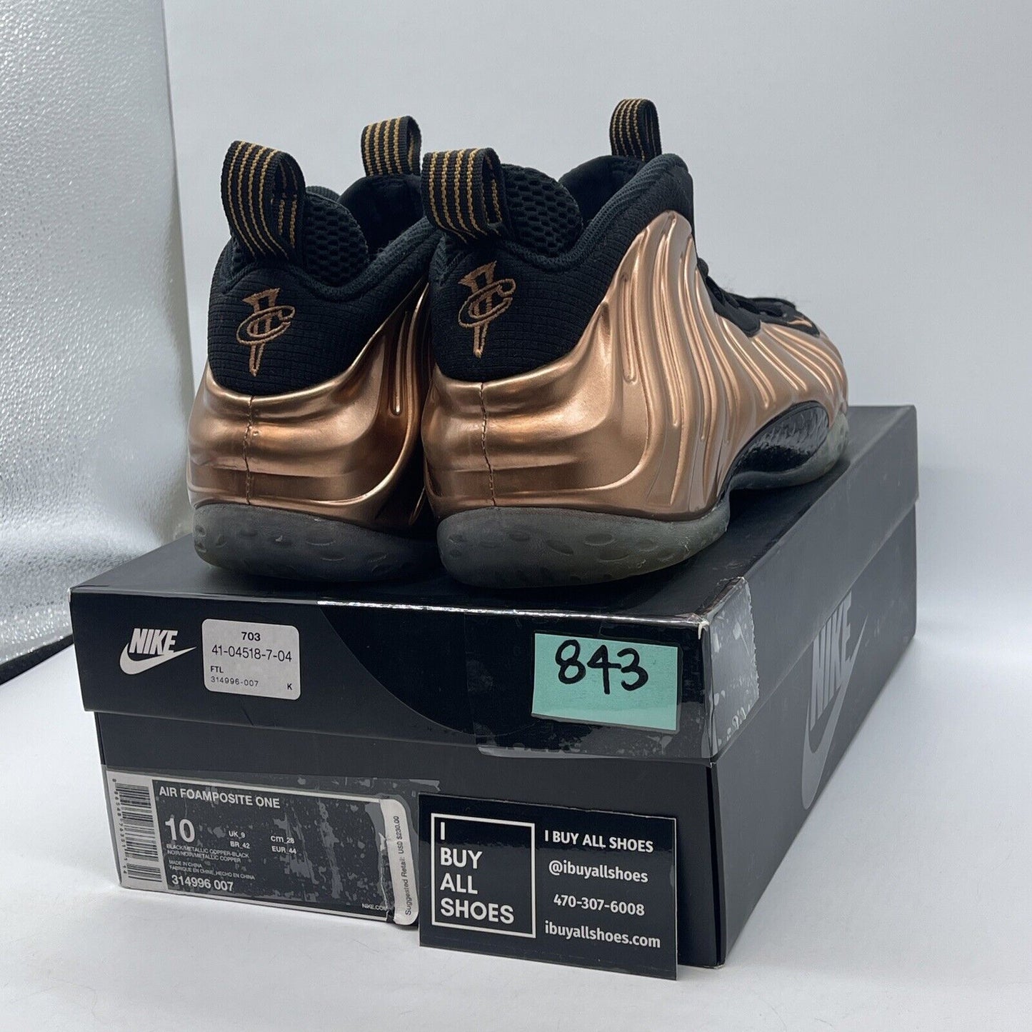 Size 10 - Nike Air Foamposite One 2017 Copper Black Suede (314996-007)
