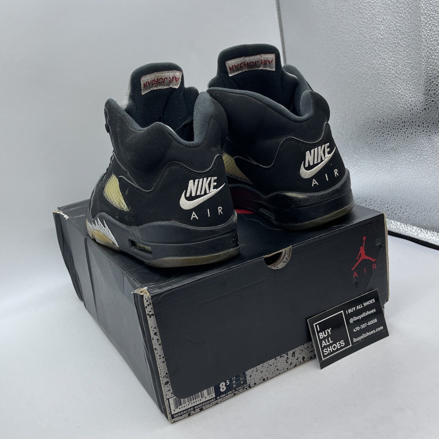 Size 8.5 - Jordan 5 OG Mid Metallic Silver Black Suede (845035-003)