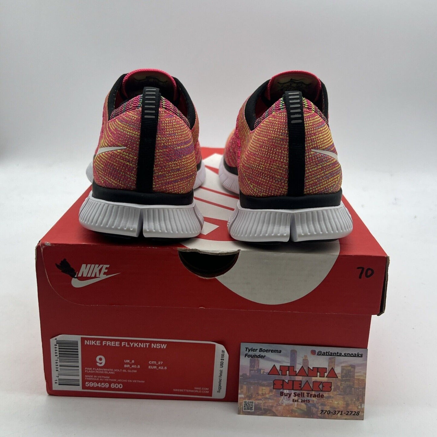 Size 9 - Nike Free Flyknit NSW Pink Flash (599459-600)