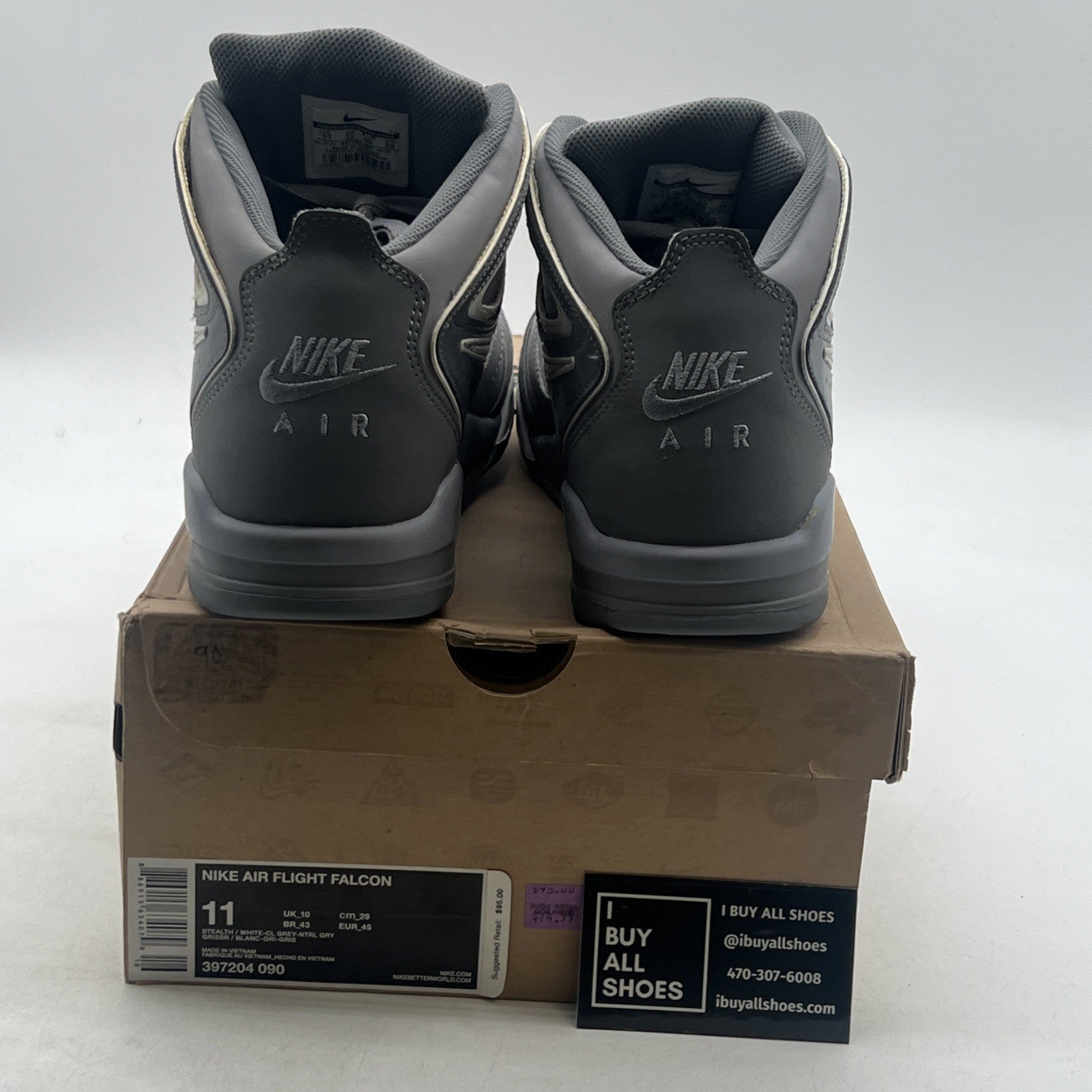 Size 11 - Nike Air Flight Gray white Trim Basketball Sports Men's (397204-090)