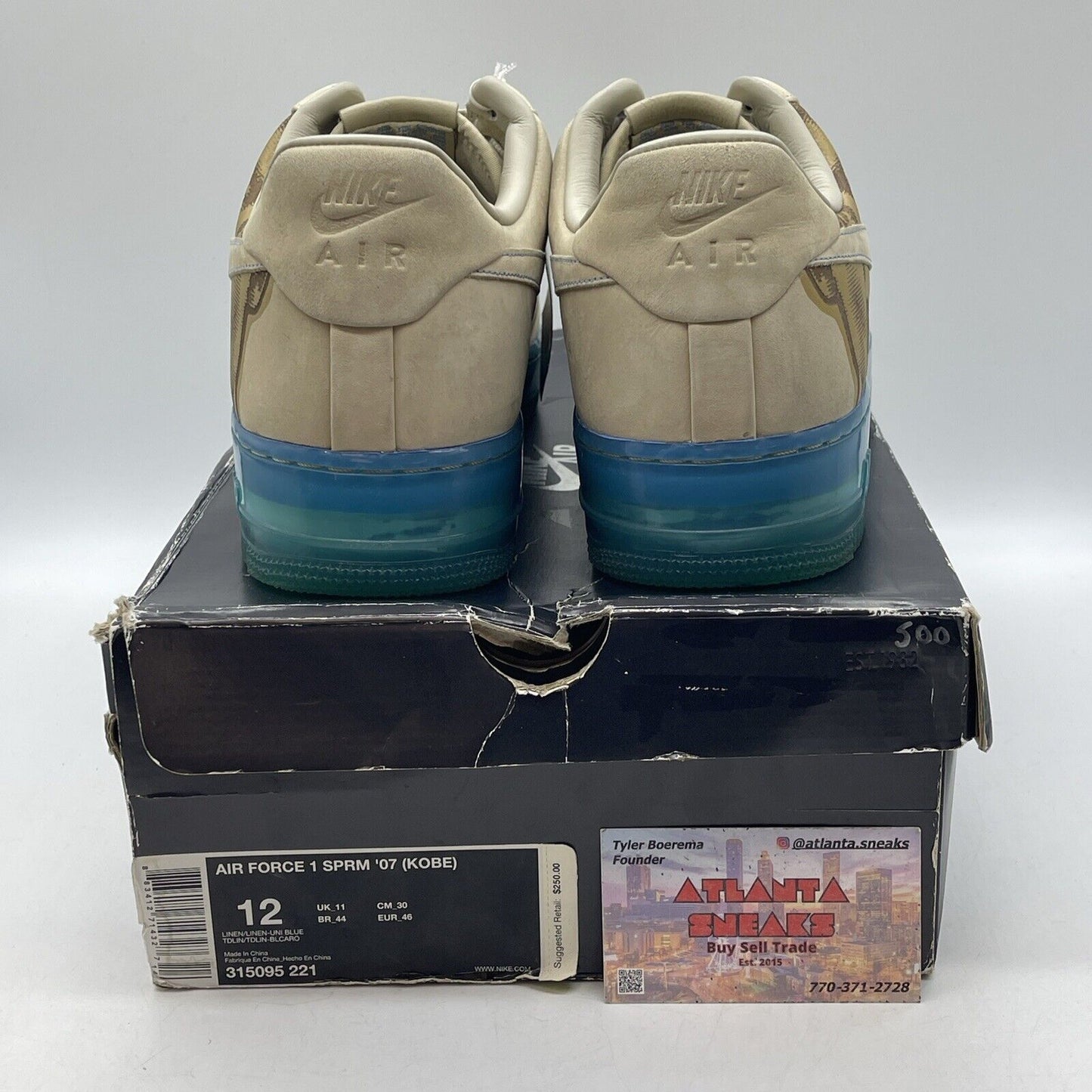 Size 12 - Nike Air Force 1 Supreme '07 Kobe Brown Suede Blue (315095-221)