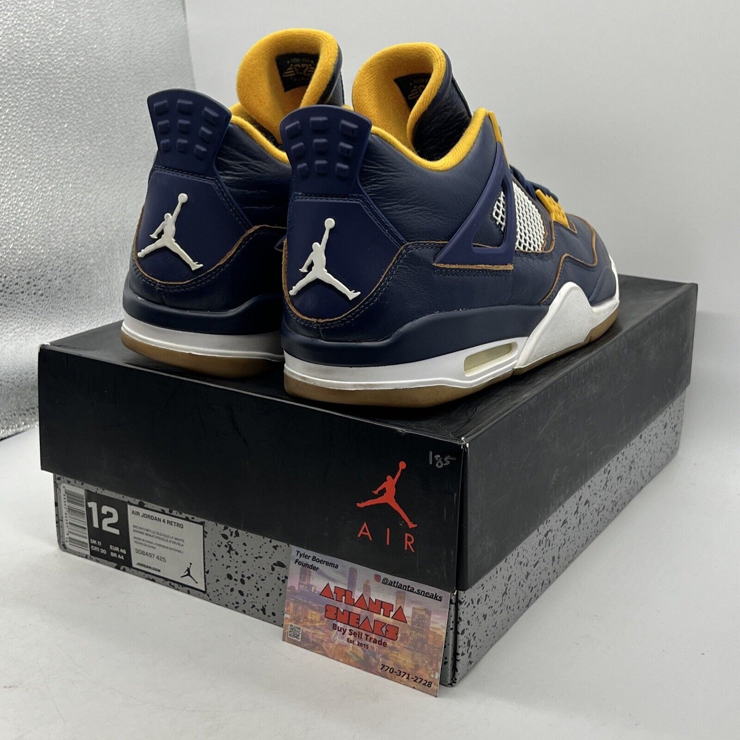 Size 12 - Air Jordan 4 Retro Dunk From Above Navy Yellow Gum Leather 308497-425