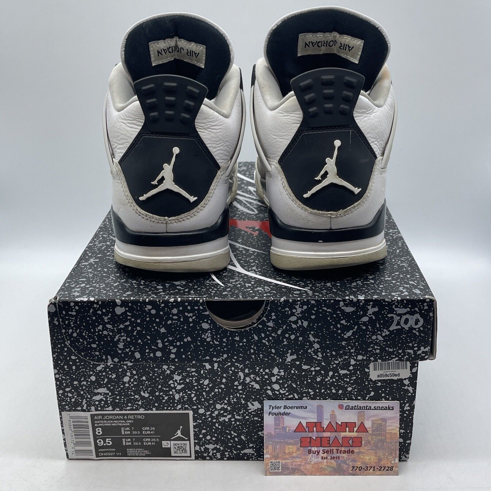 Size 8 - Jordan 4 Retro Mid Military Black White Suede Leather (DH6927-111)