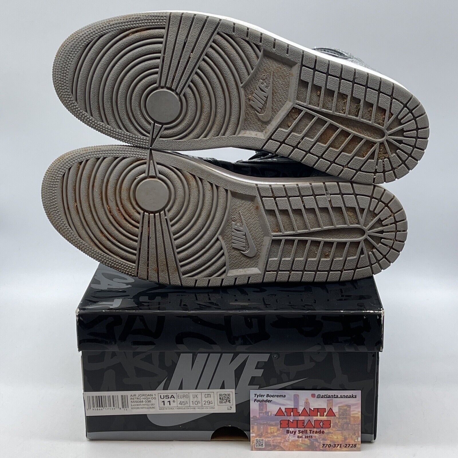 Size 11.5 - Jordan 1 OG High Rebellionaire Grey Black Suede Leather (555088-036)