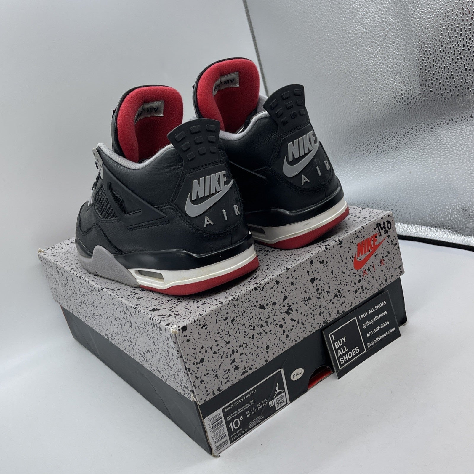 Size 10.5 - Air Jordan 4 Retro Bred Reimagined Black Leather (FV5029-006)