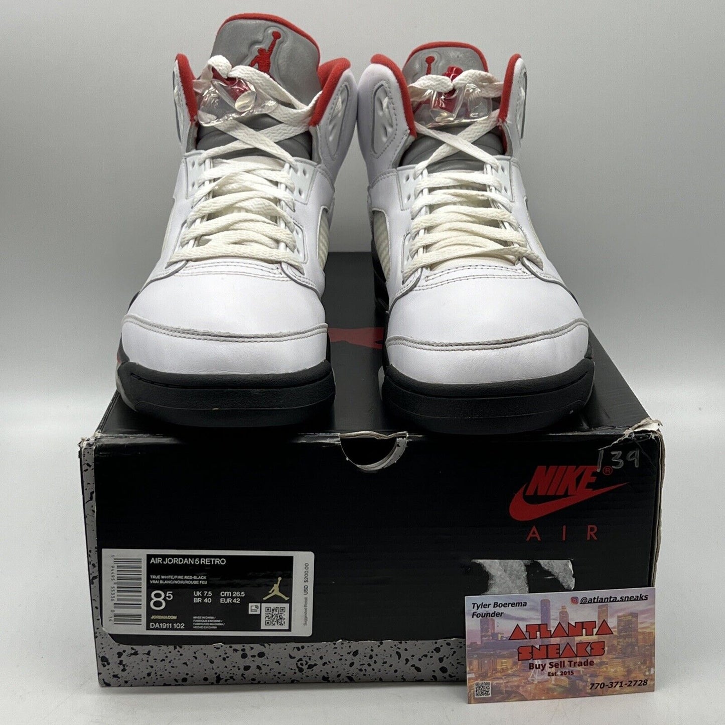 Size 8.5 - Jordan 5 Retro Mid Fire Red White Leather (DA1911-102)