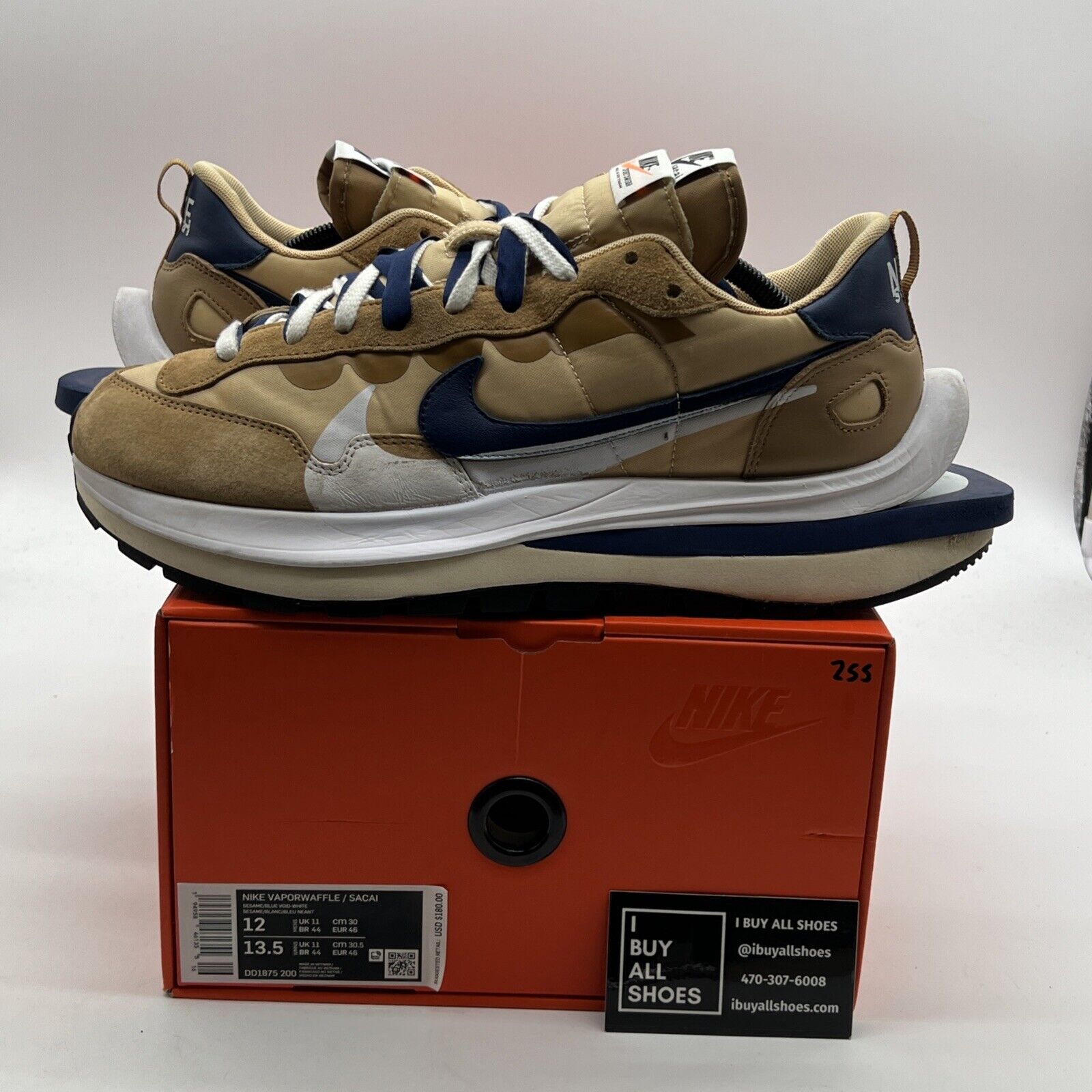 Size 12 - Nike VaporWaffle x Sacai Tan Navy (DD1875-200)