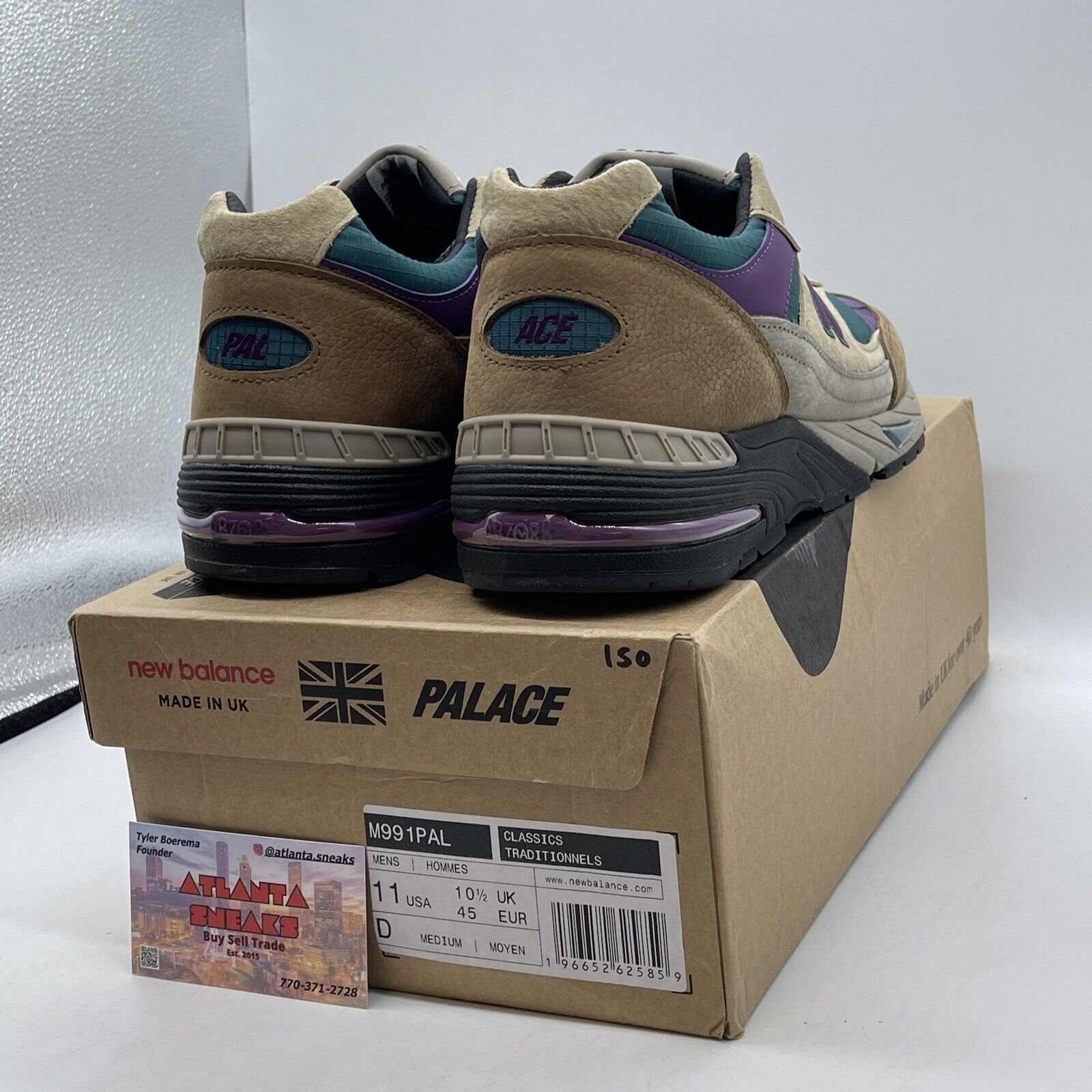 Size 10 - New Balance Palace x 991 Made in England Taos Taupe Grape (M991PAL)