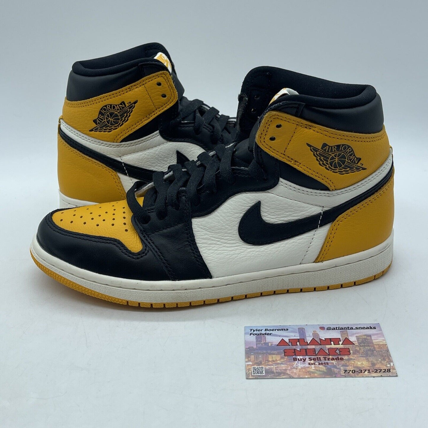 Size 7.5 - Jordan 1 Retro OG High Yellow Toe Black White Leather (555088-711)