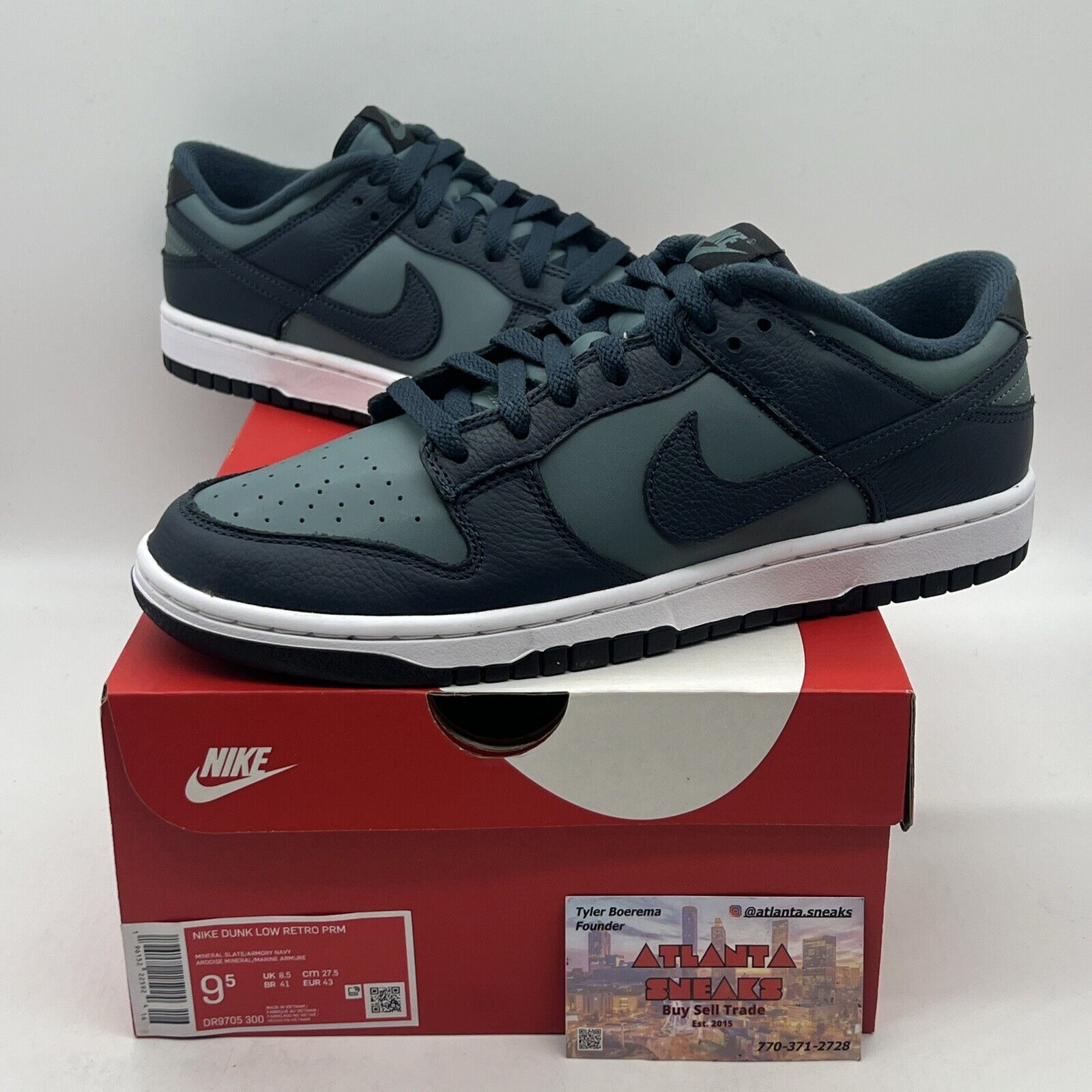 Size 9.5 - Nike Dunk Low Armory Navy/Black/Mineral State/White Brand New Og All