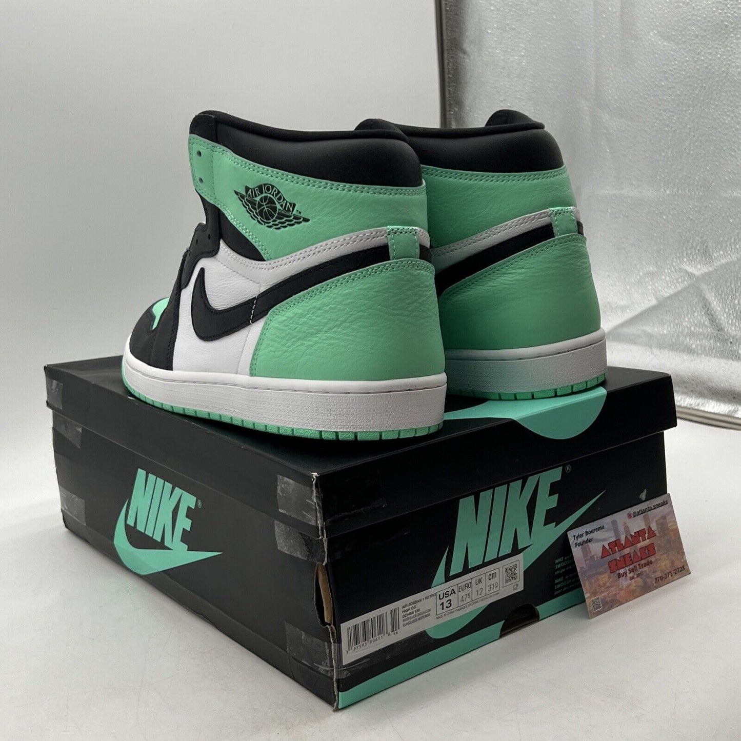 Size 13 - Air Jordan 1 Retro OG High Green Glow White Black Leather.(DZ5495-130)