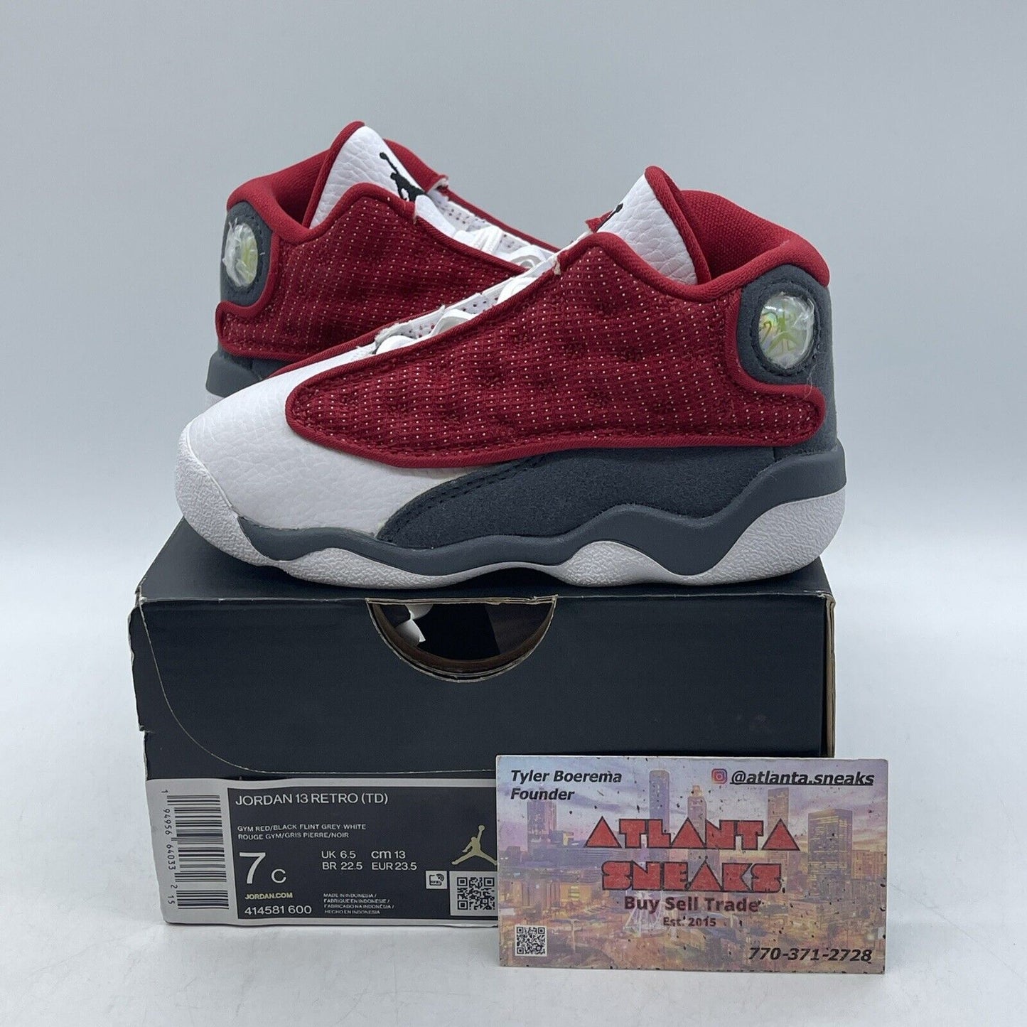 Size 7C - Air Jordan 13 Retro Red Flint Toddler Suede leather   (414581-600)