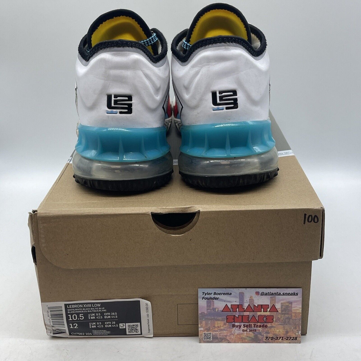 Size 10.5 - Nike LeBron 18 Low Stewie Yellow White Blue Leather (CV7562-104)