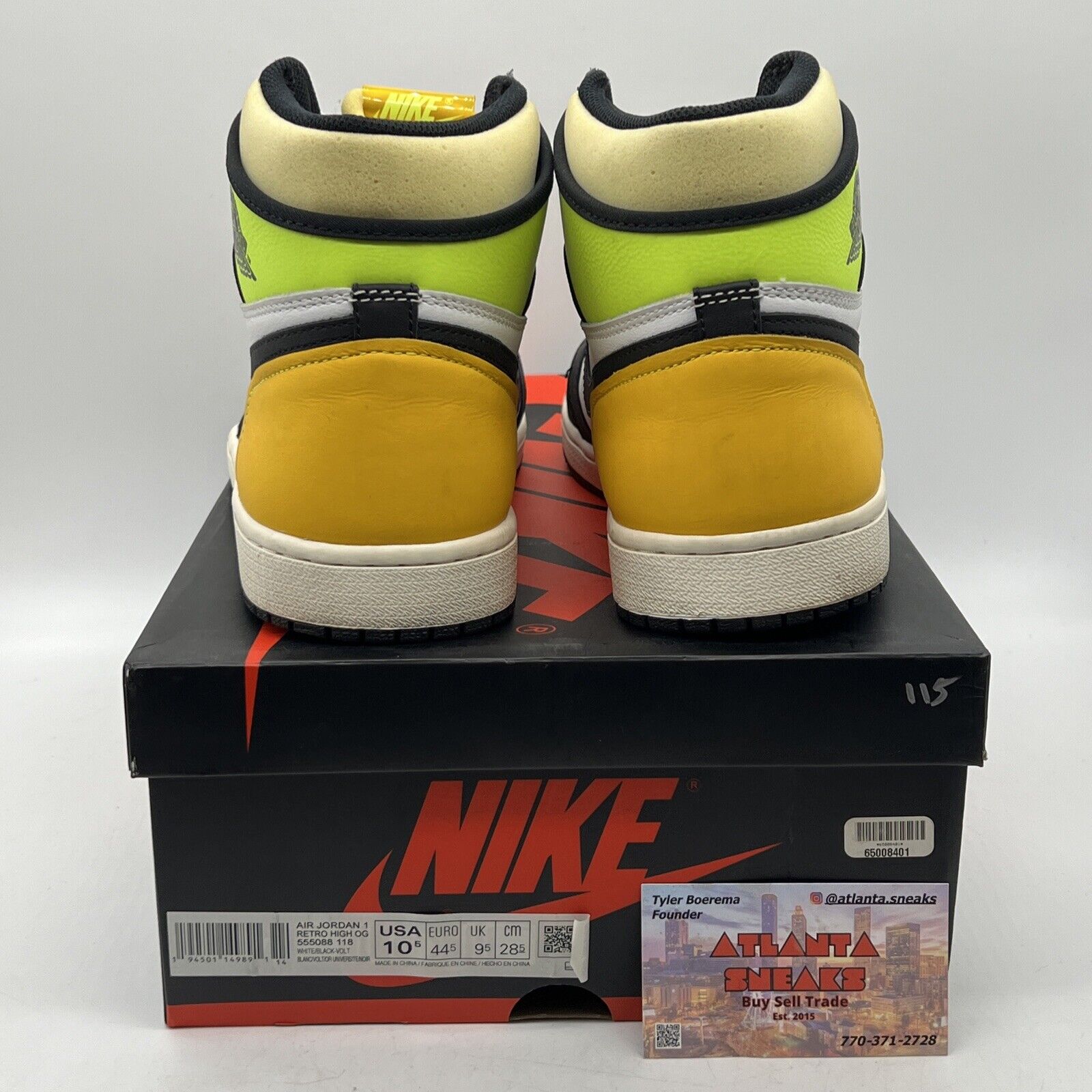 Size 10.5 - Jordan 1 Retro High OG Volt Leather (555088-118)