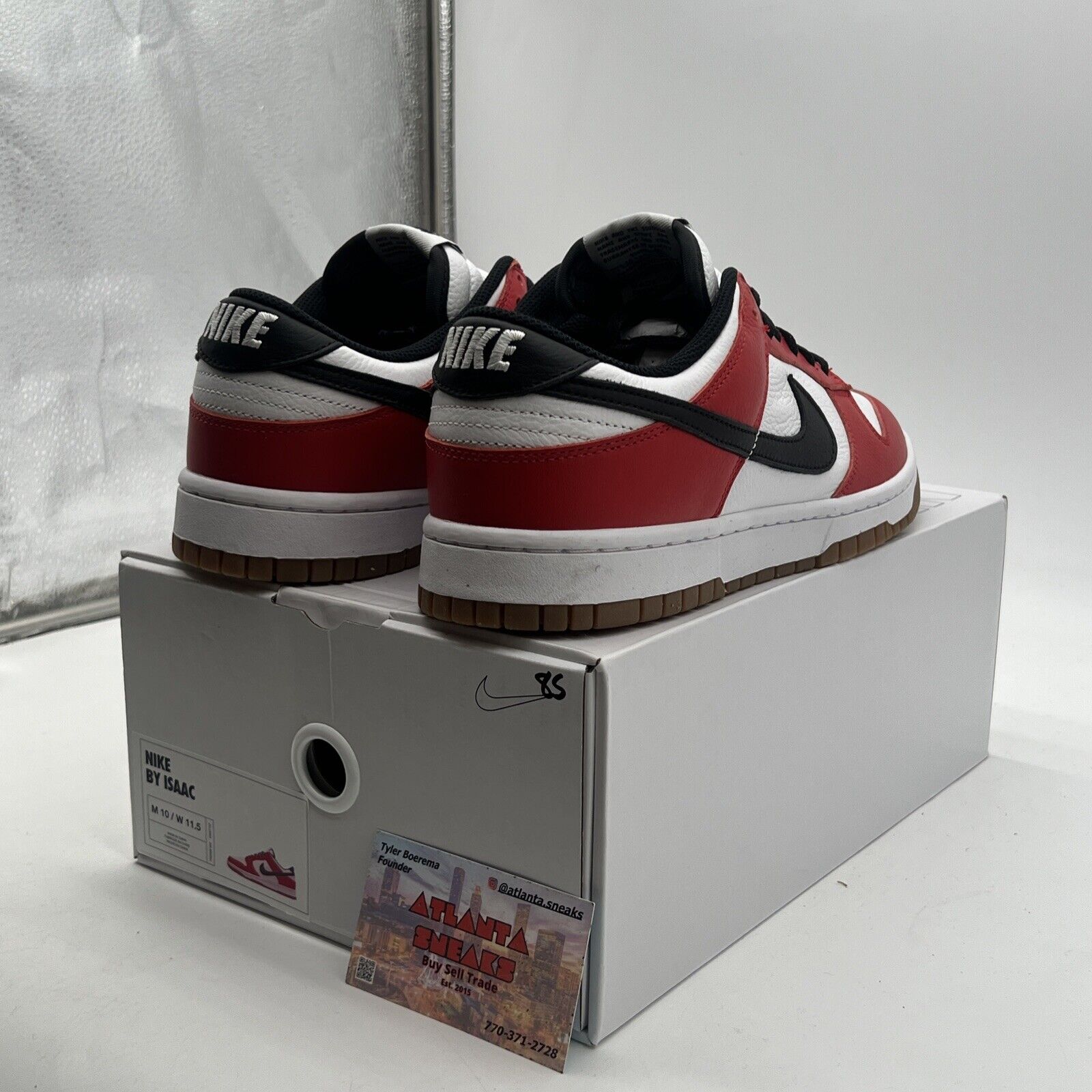 Size 10 - Nike Dunk Low By You ‘Chicago’ Red Black Gum (FN0569-900)