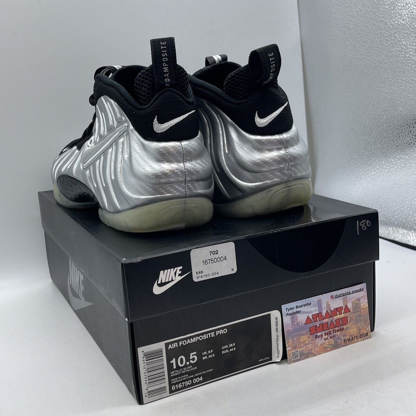 Size 10.5 - Nike Air Foamposite Pro ‘Silver Surfer’ Silver Black (616750-004)