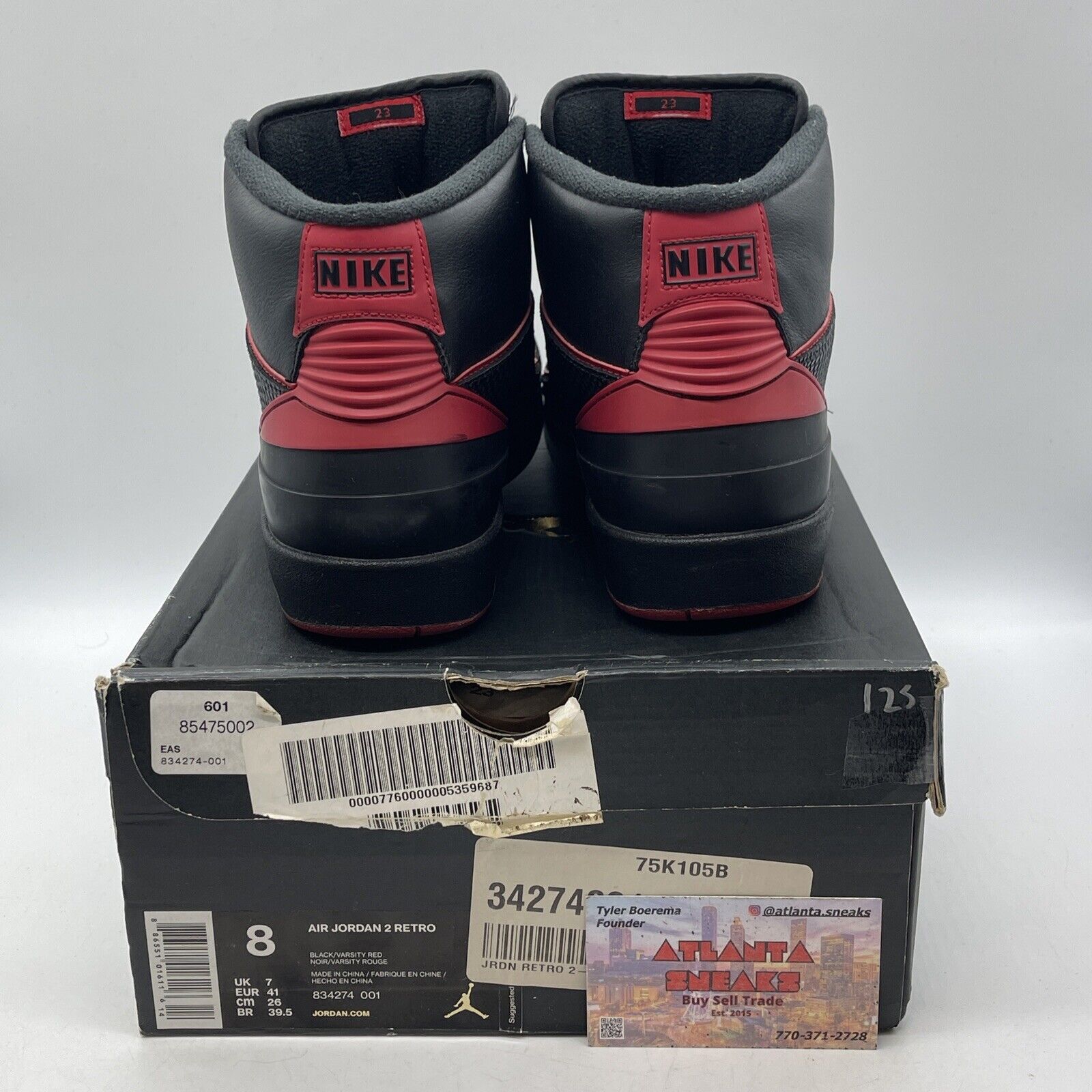 Size 8 - Air Jordan 2 Retro Alternate 87 Red Black Leather (834274-001)