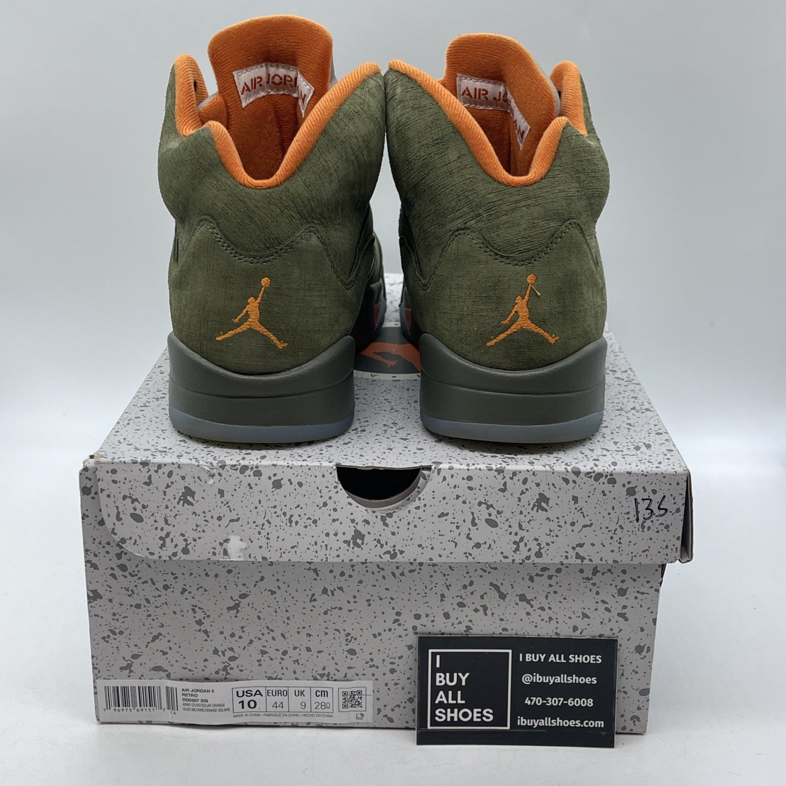 Size 10 - Air Jordan 5 Retro 2024 Olive Orange Suede (DD0587-308)