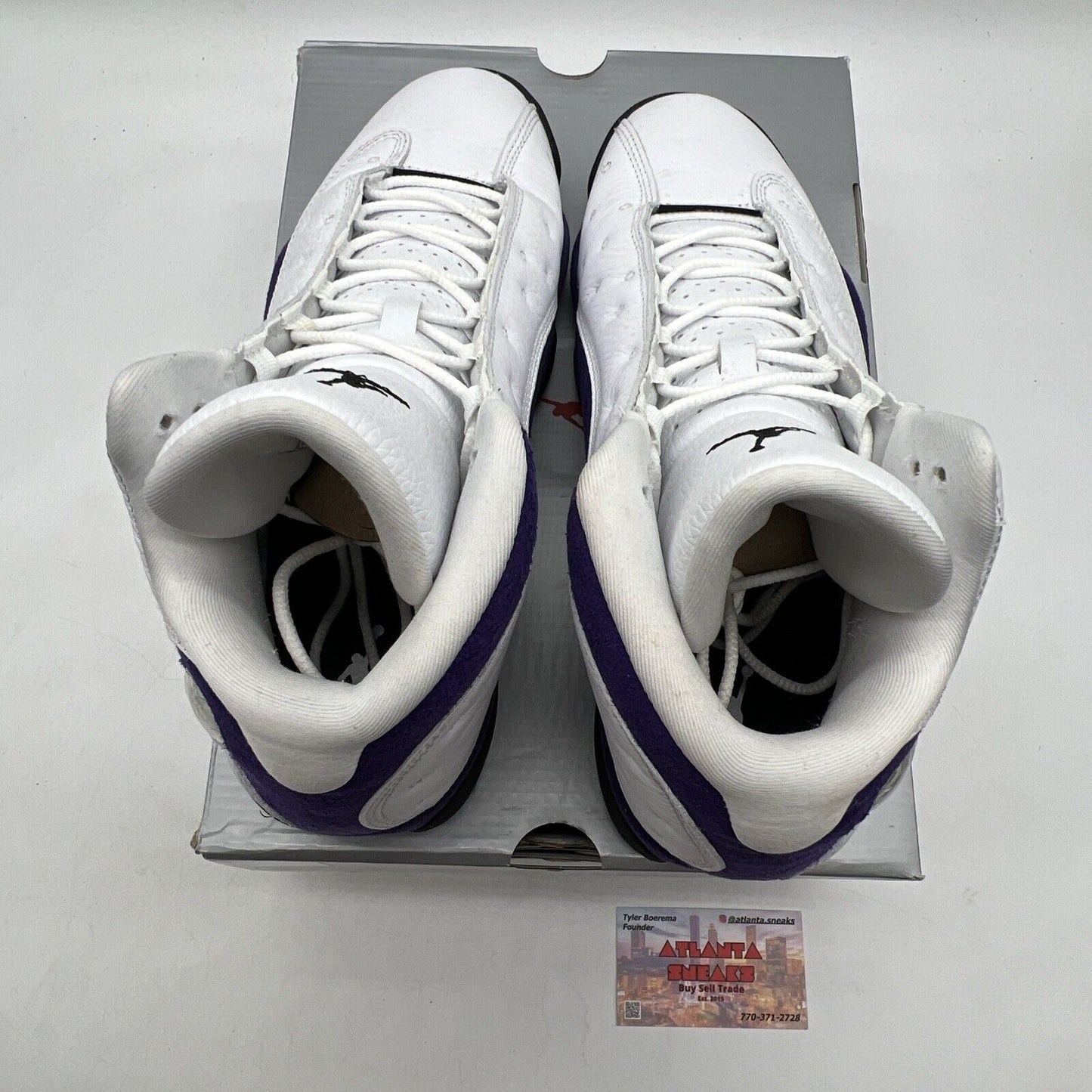 Size 10.5 - Air Jordan 13 Retro Lakers White Purple Leather (414571-105)