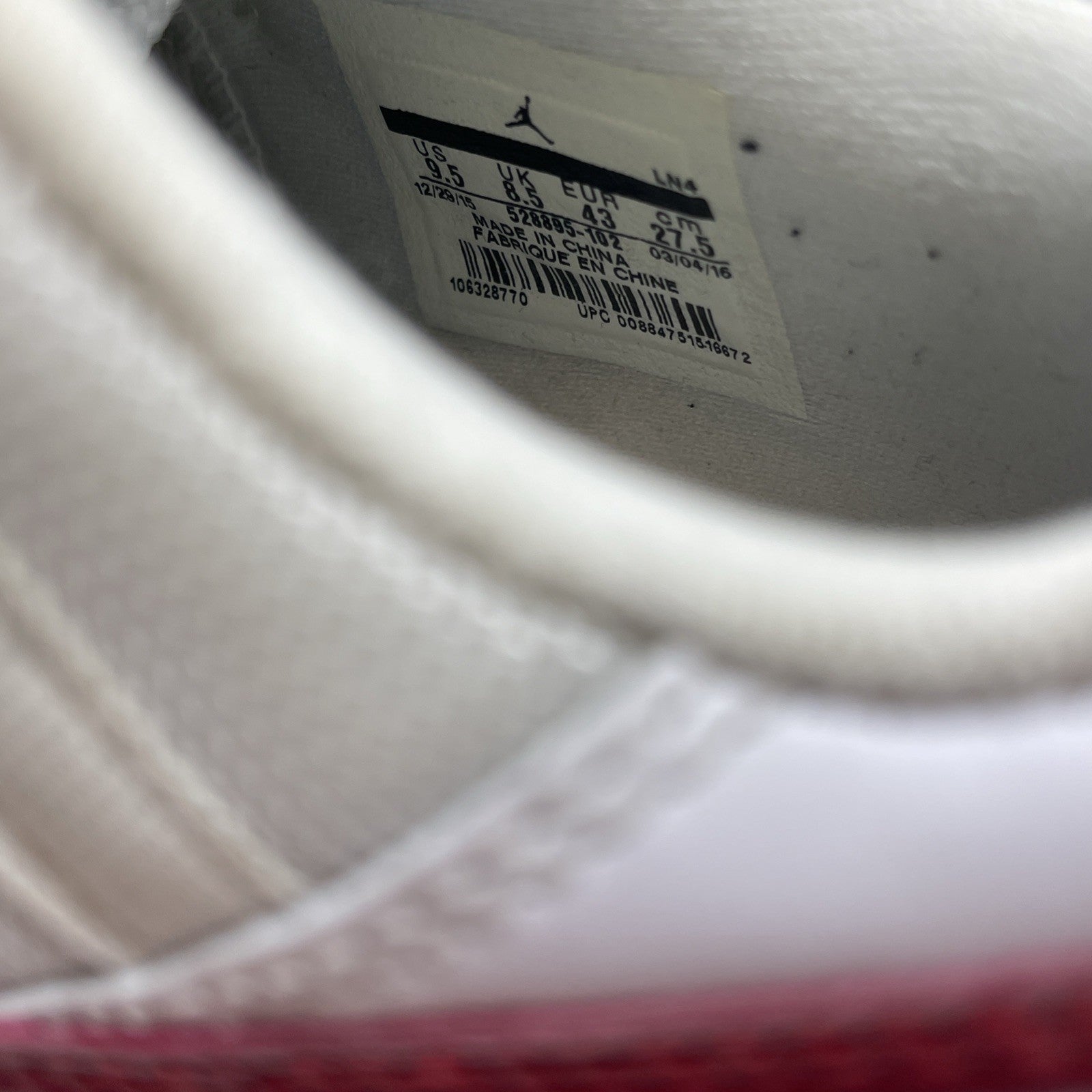 Size 9.5 - Air Jordan 11 Retro 2016 Low Cherry White Red Leather (528895-102)