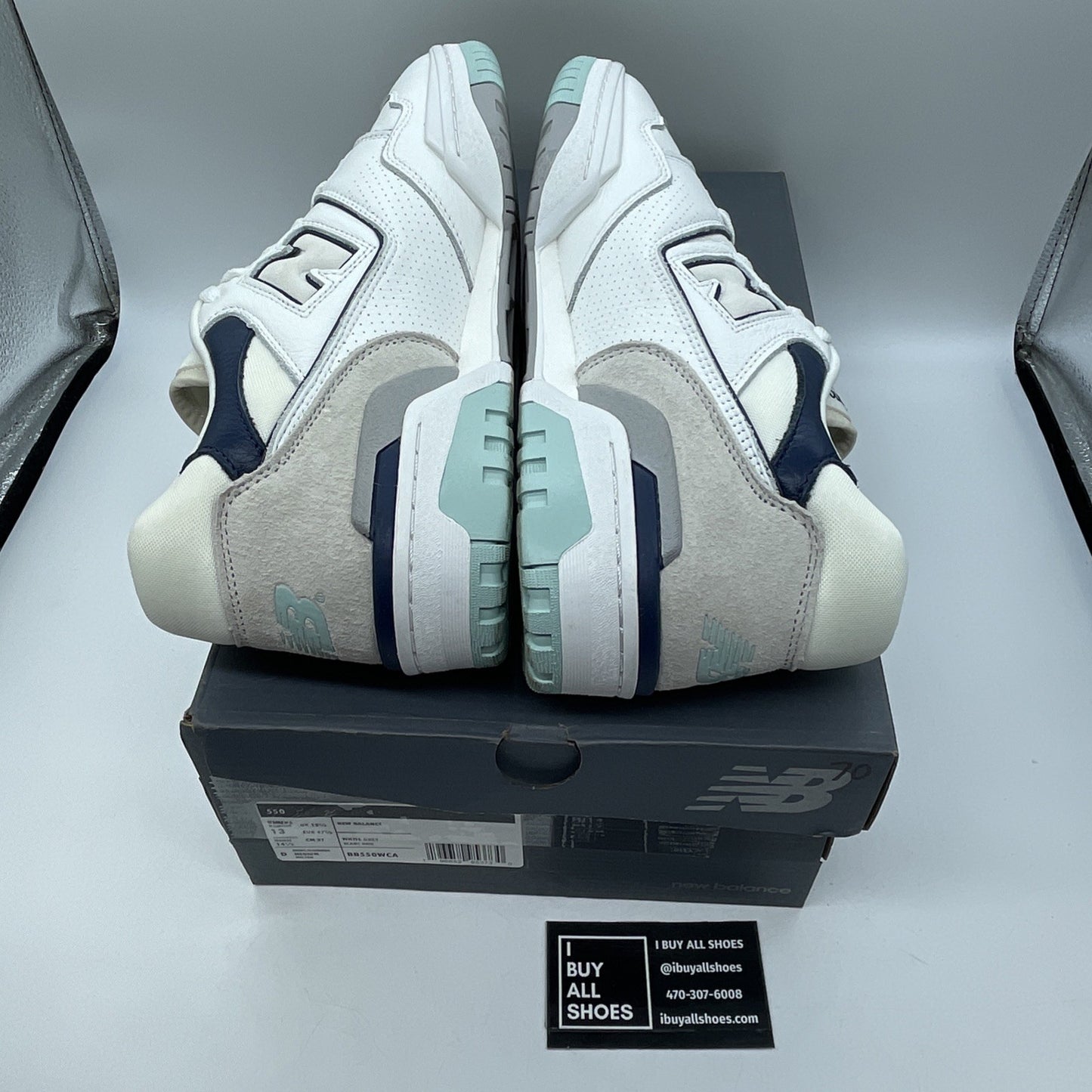 Size 13 - New Balance 550 White Winter Fog  Blue Grey Suede Leather (BB550WCA)