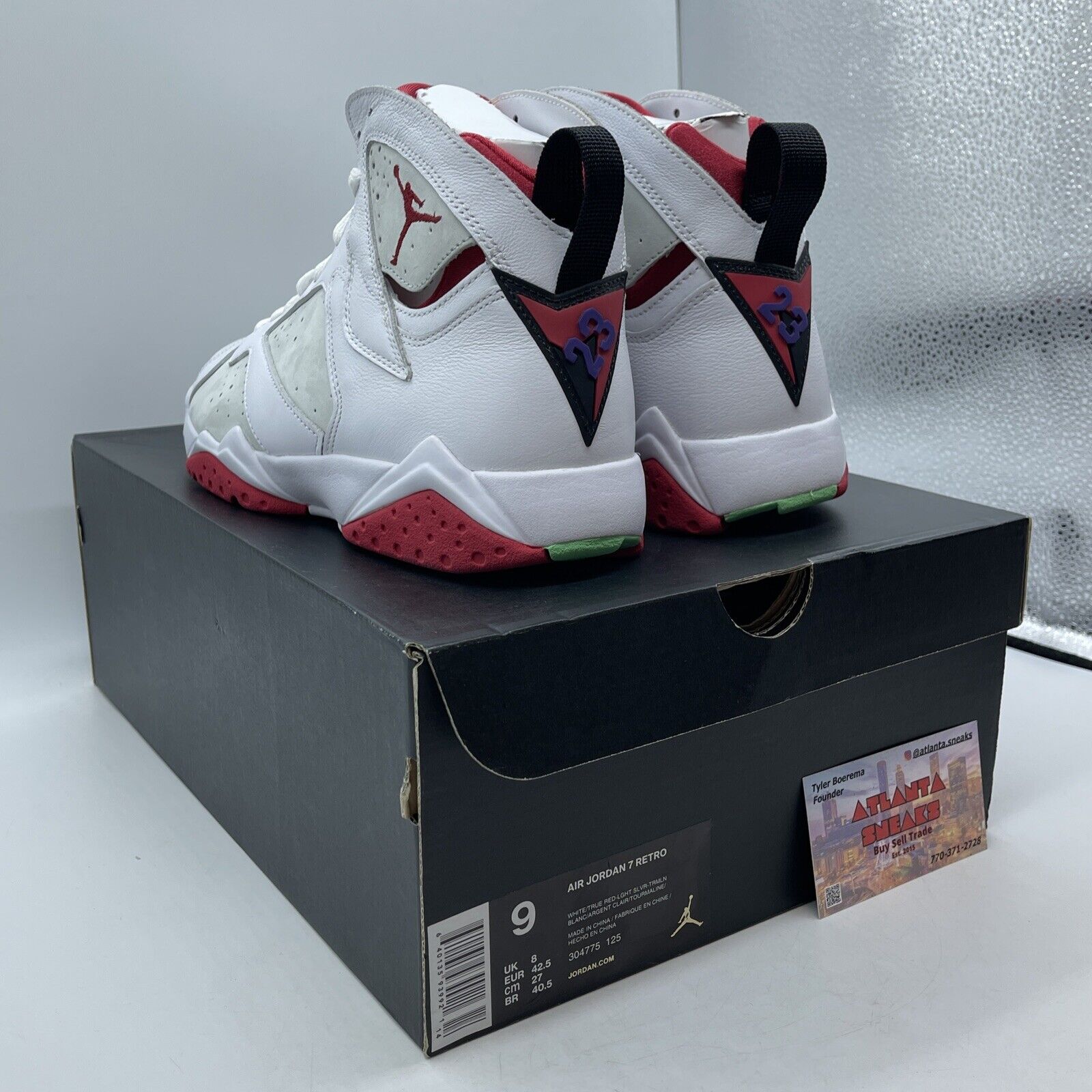 Size 9 - Air Jordan 7 Retro 2015 Hare White Red Green Suede (304775-125)