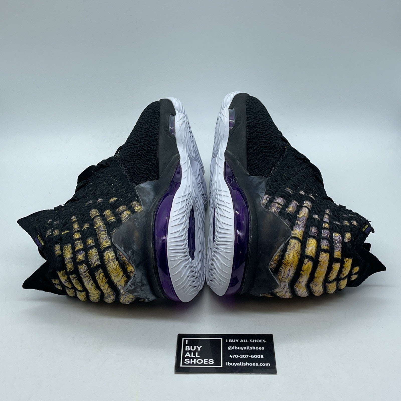 Size 11.5 - Nike LeBron 17 Lakers Black Purple Yellow Suede (BQ3177-004)