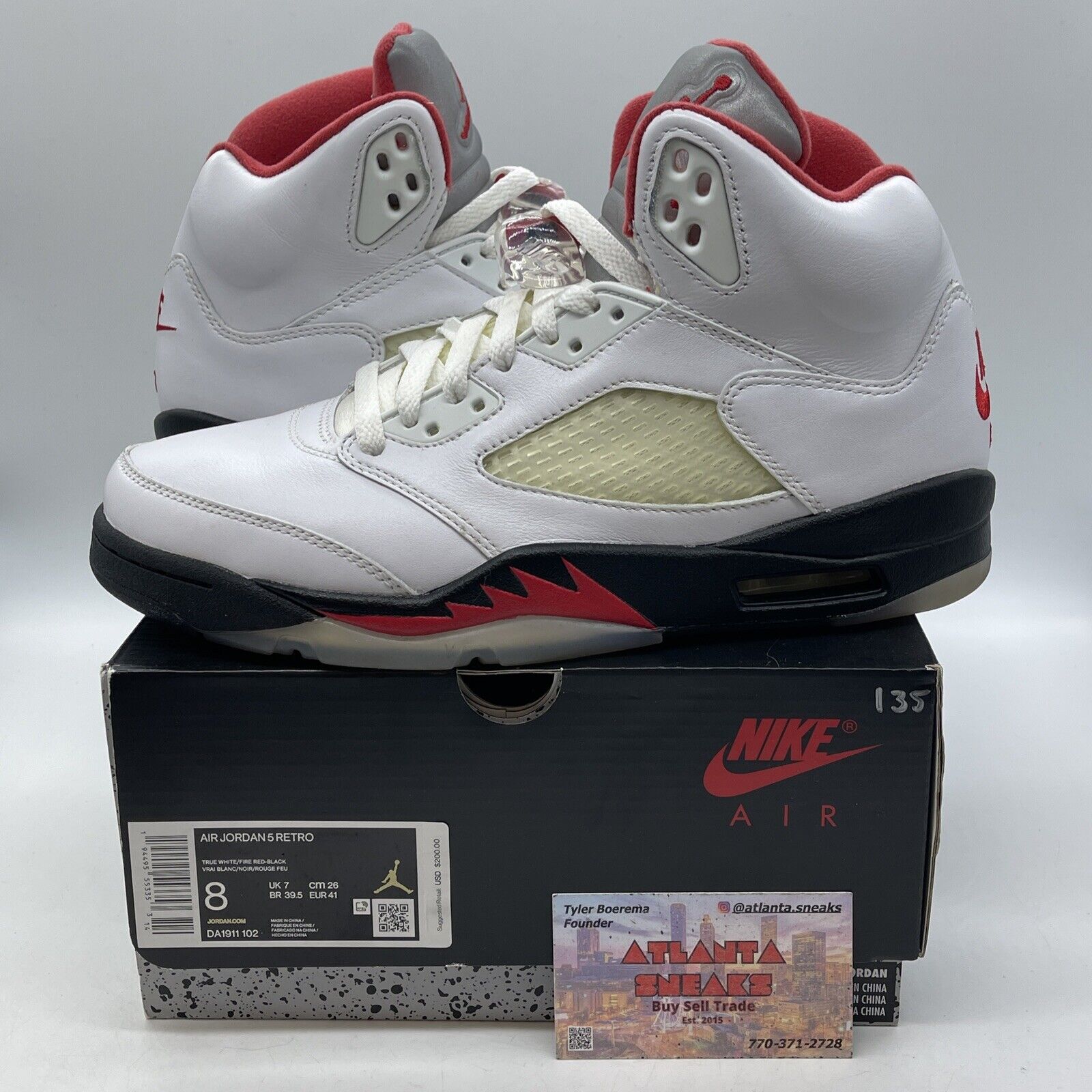 Size 8 - Jordan 5 Retro Mid Fire Red White Black Leather (DA1911-102)