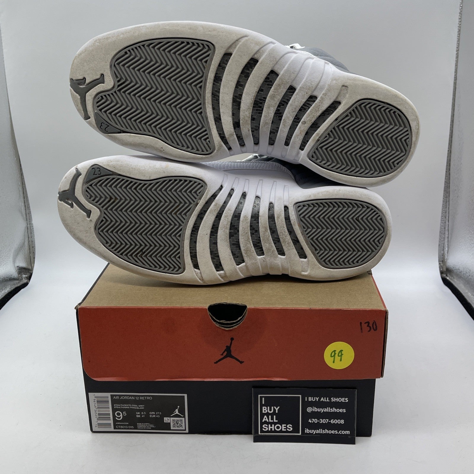 Size 9.5 - Jordan 12 Stealth 2022 Grey White Leather (CT8013-015)