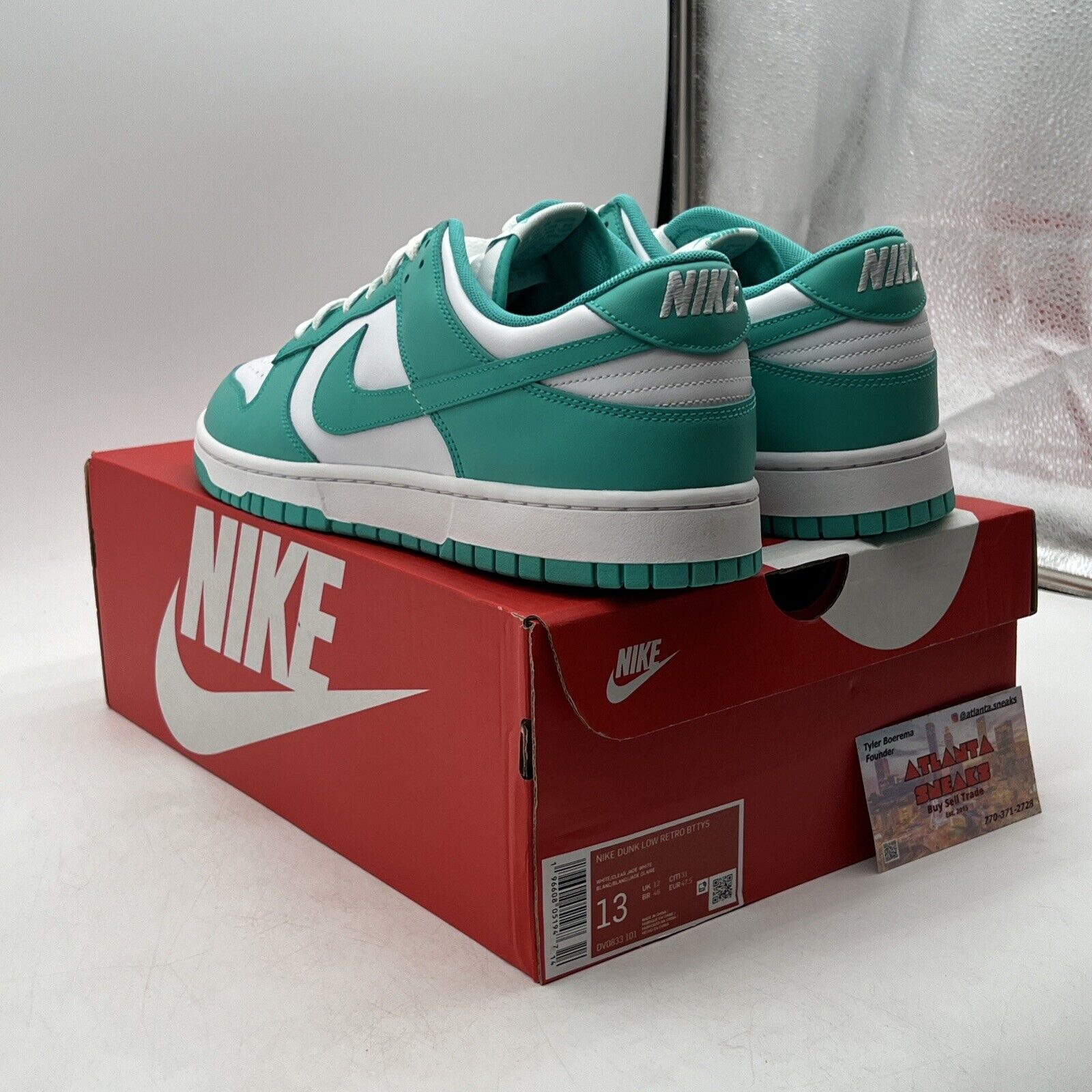 Size 13 - Nike Dunk Low Clear Jade White Leather Aqua (DV0833-101)