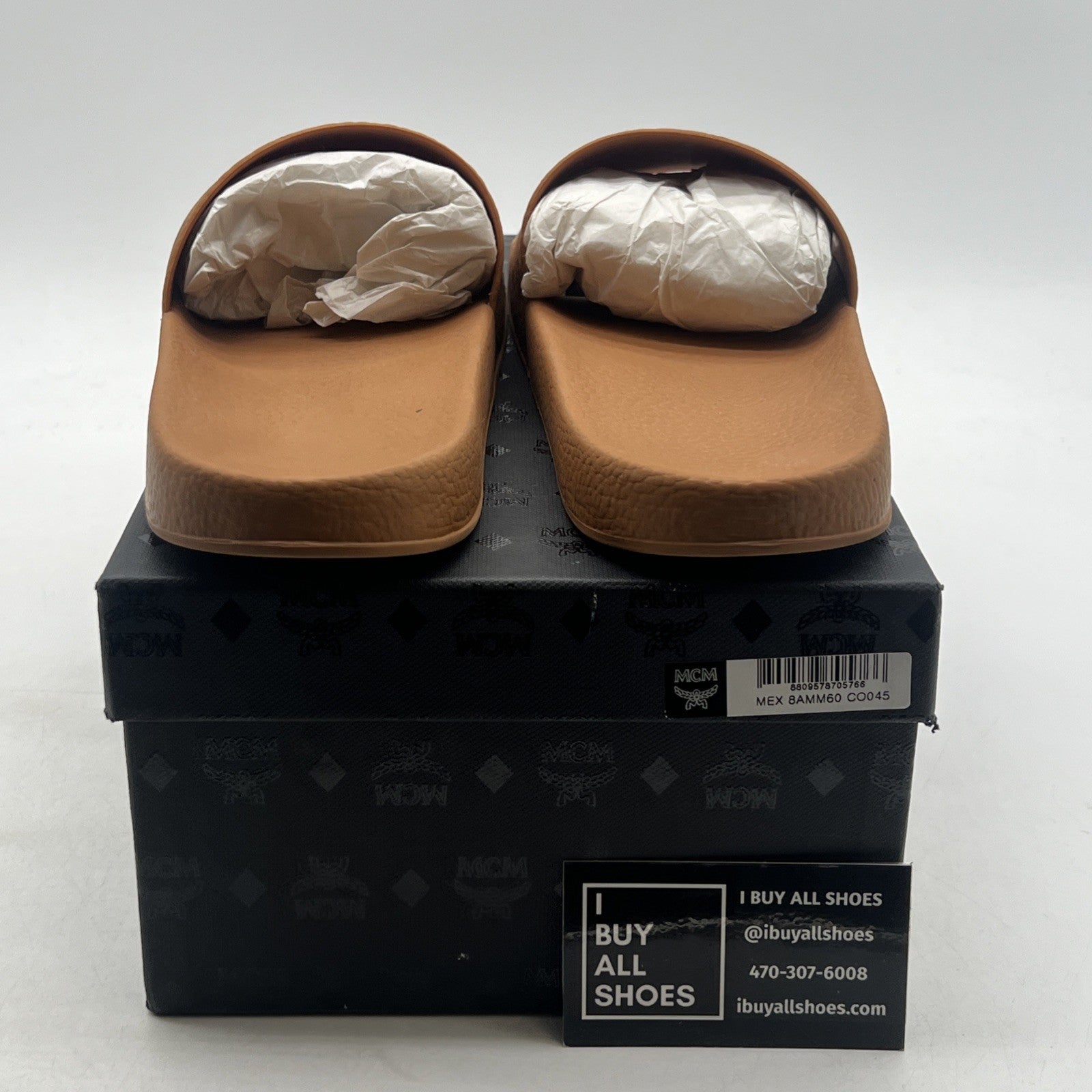 Size 45 - MCM Men’s Monogram Print Rubber Slides