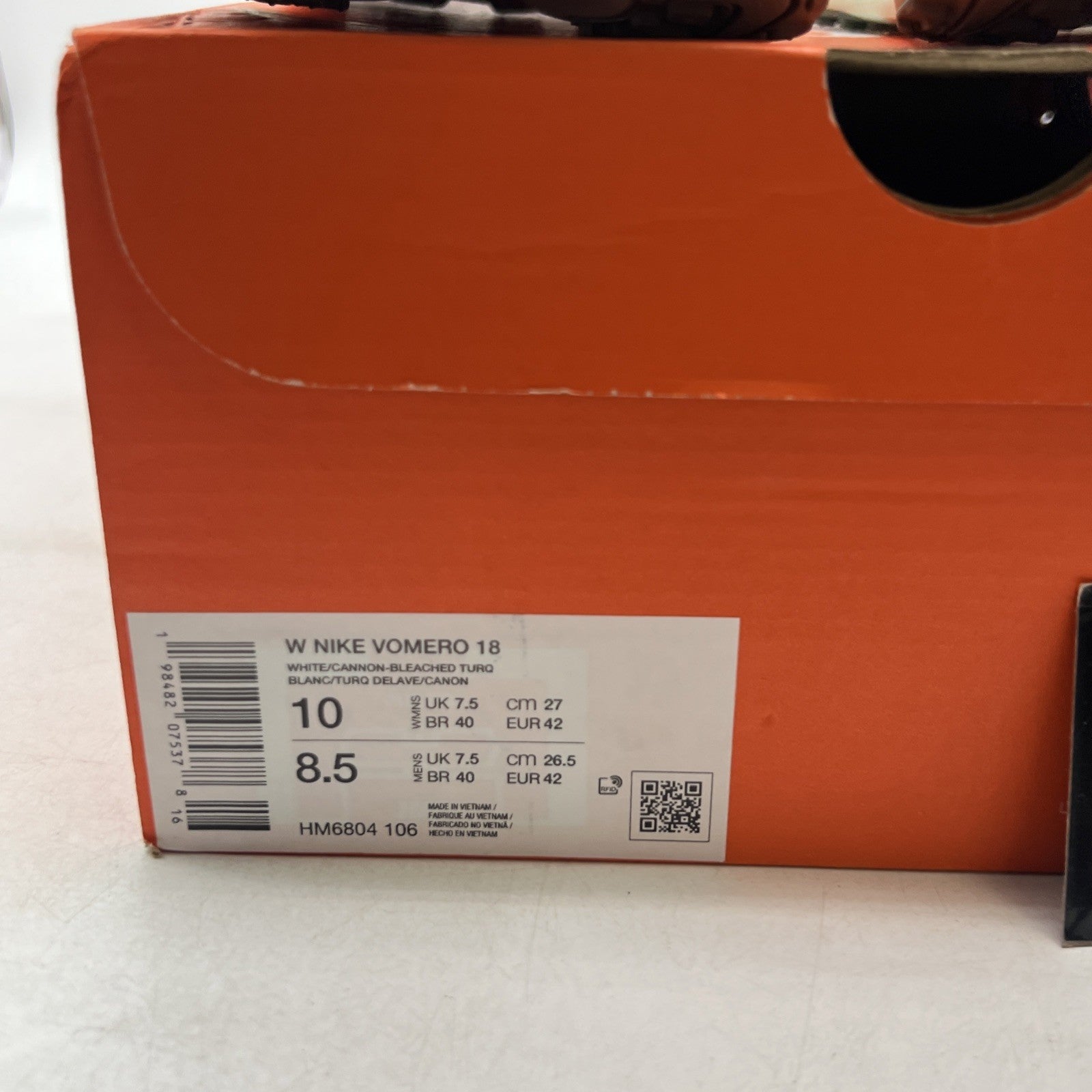 Size 10W - Nike WMNS Zoom Vomero 18 Running ZoomX ReactX White Turq (HM6804-106)