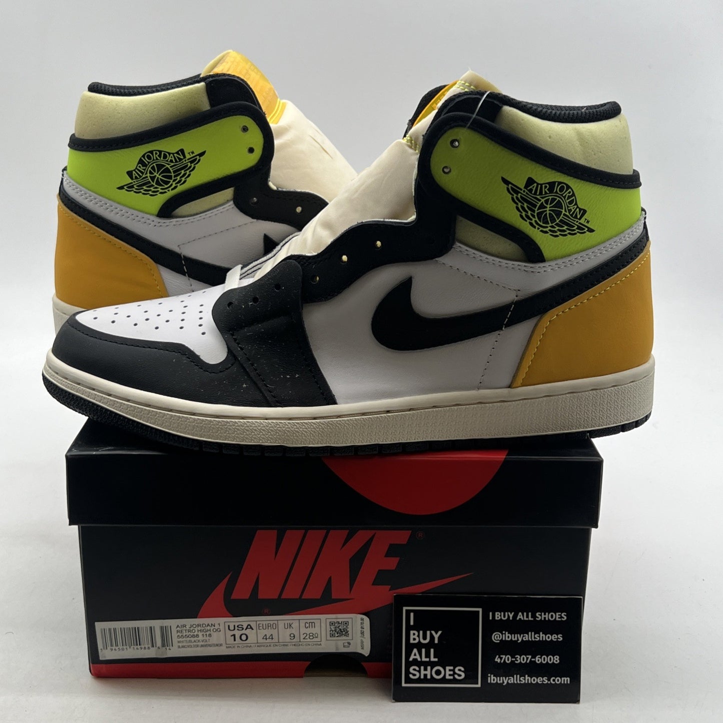 Size 10 - Air Jordan 1 Retro High OG Volt (555088-118)