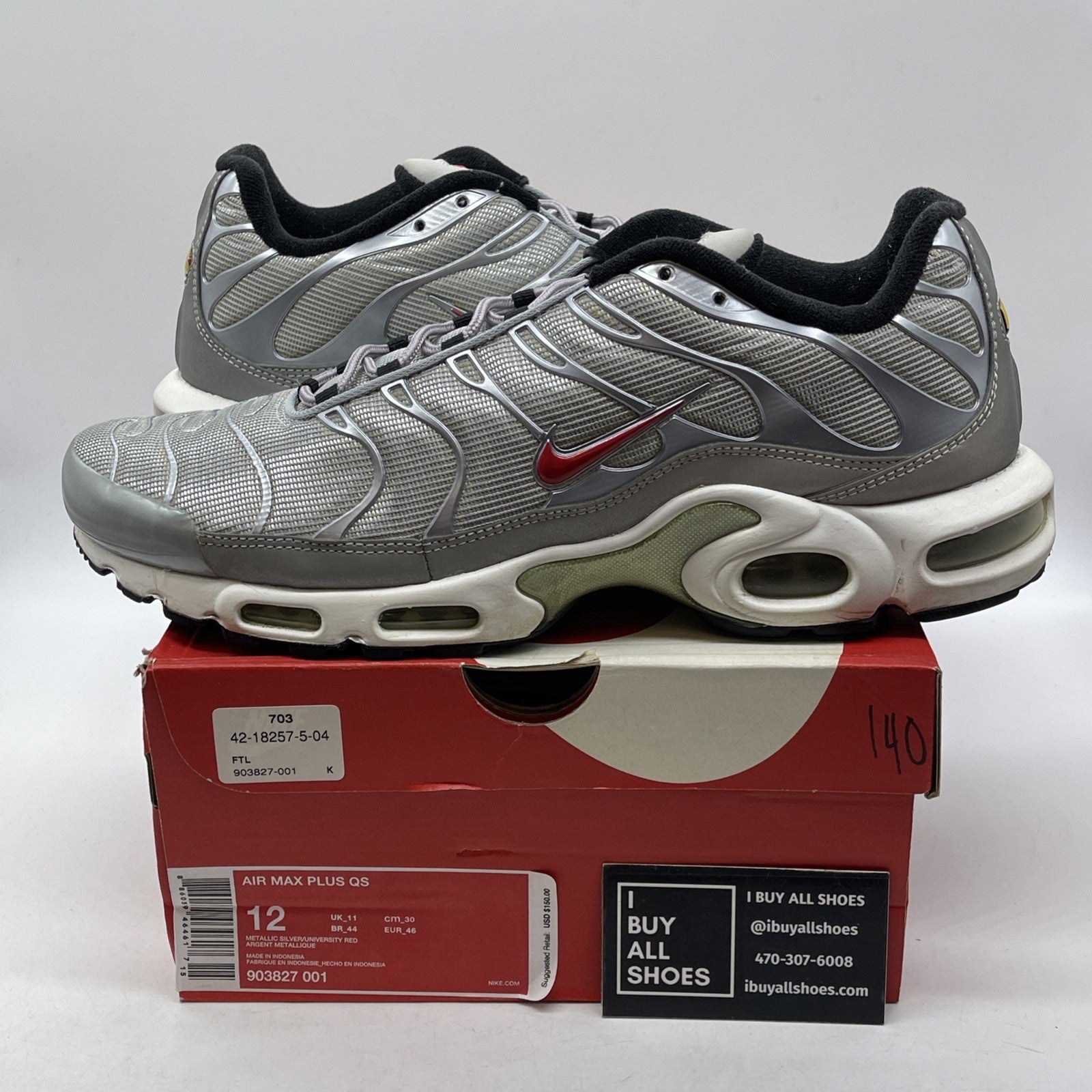 Size 12 - Nike Air Max Plus QS Silver Bullet Suede Leather (903827-001)