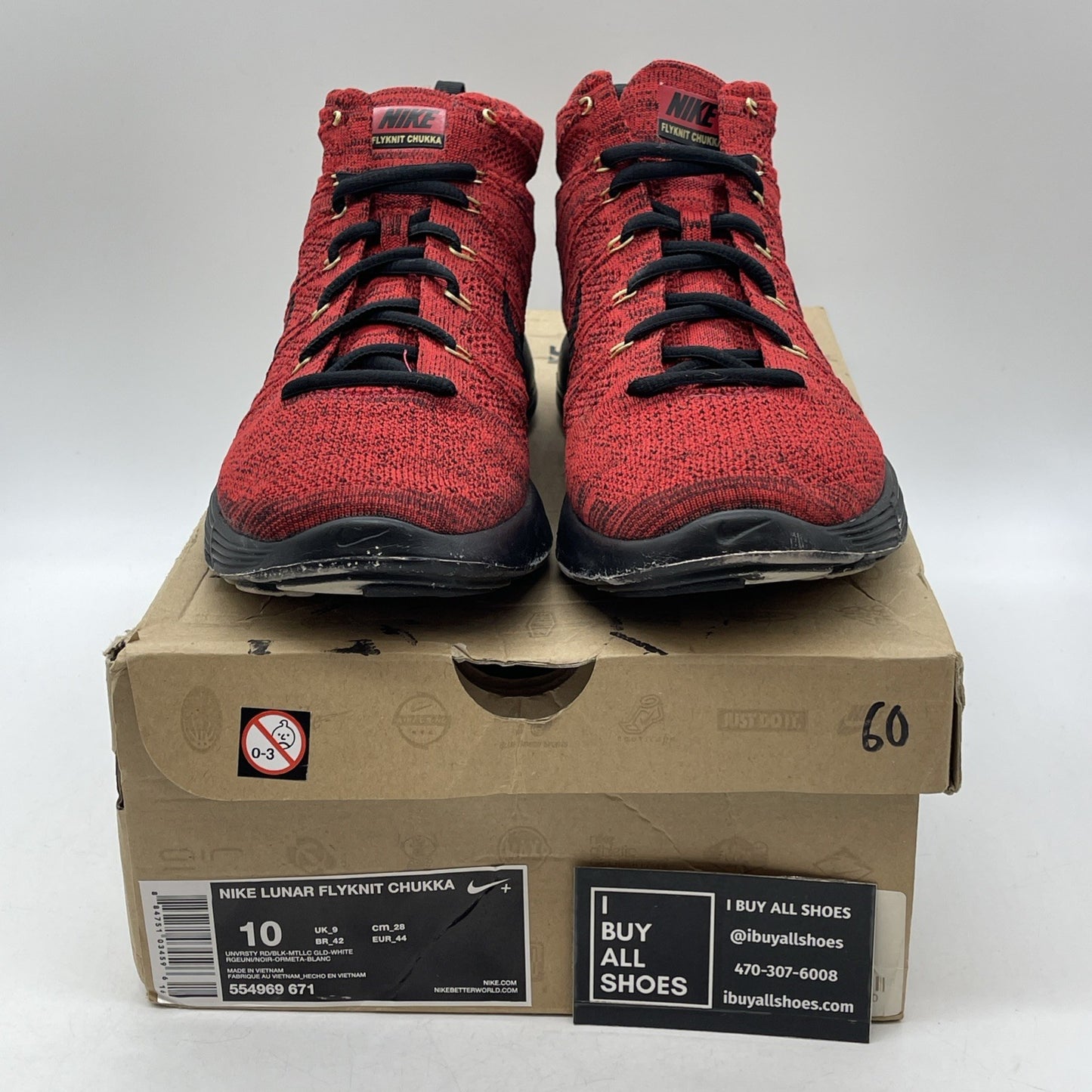Size 10 - Nike Lunar Flyknit Chukka University Red (554969-671)