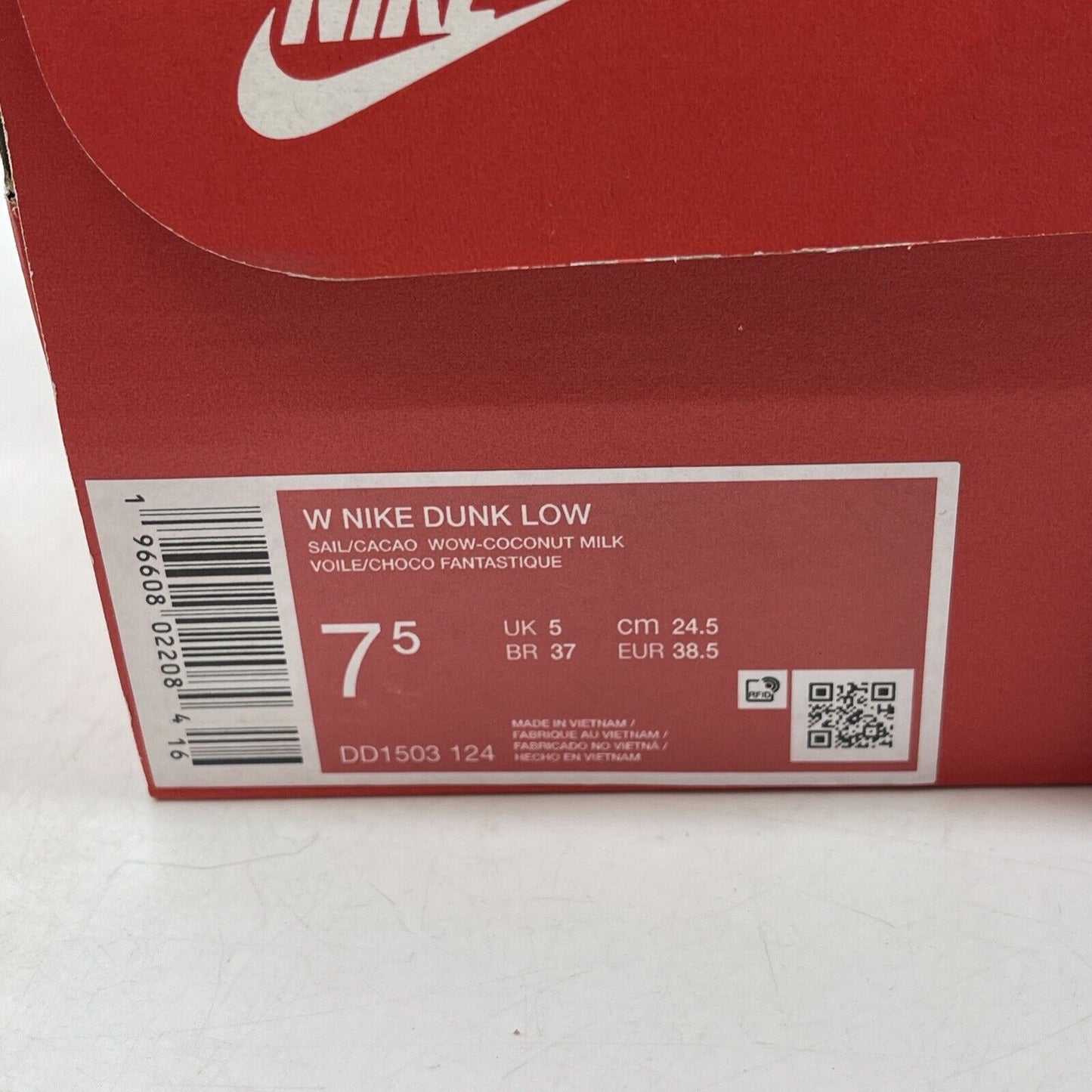 Size 7.5 - Nike Dunk Low Cacao Wow Brown White Leather (DD1503-124)