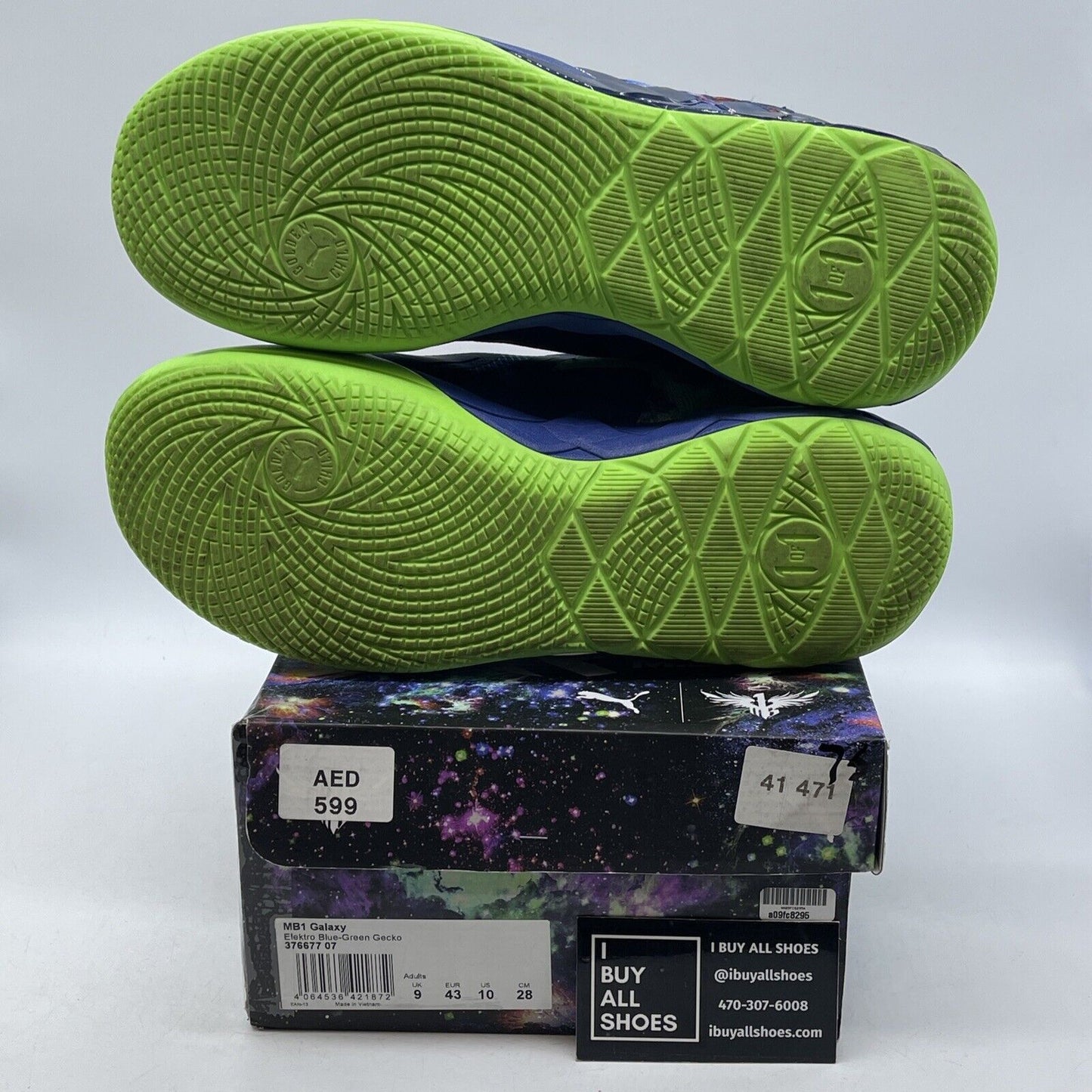 Size 10 - PUMA MB.01 Galaxy Black Blue Green Suede Leather (376677-07)